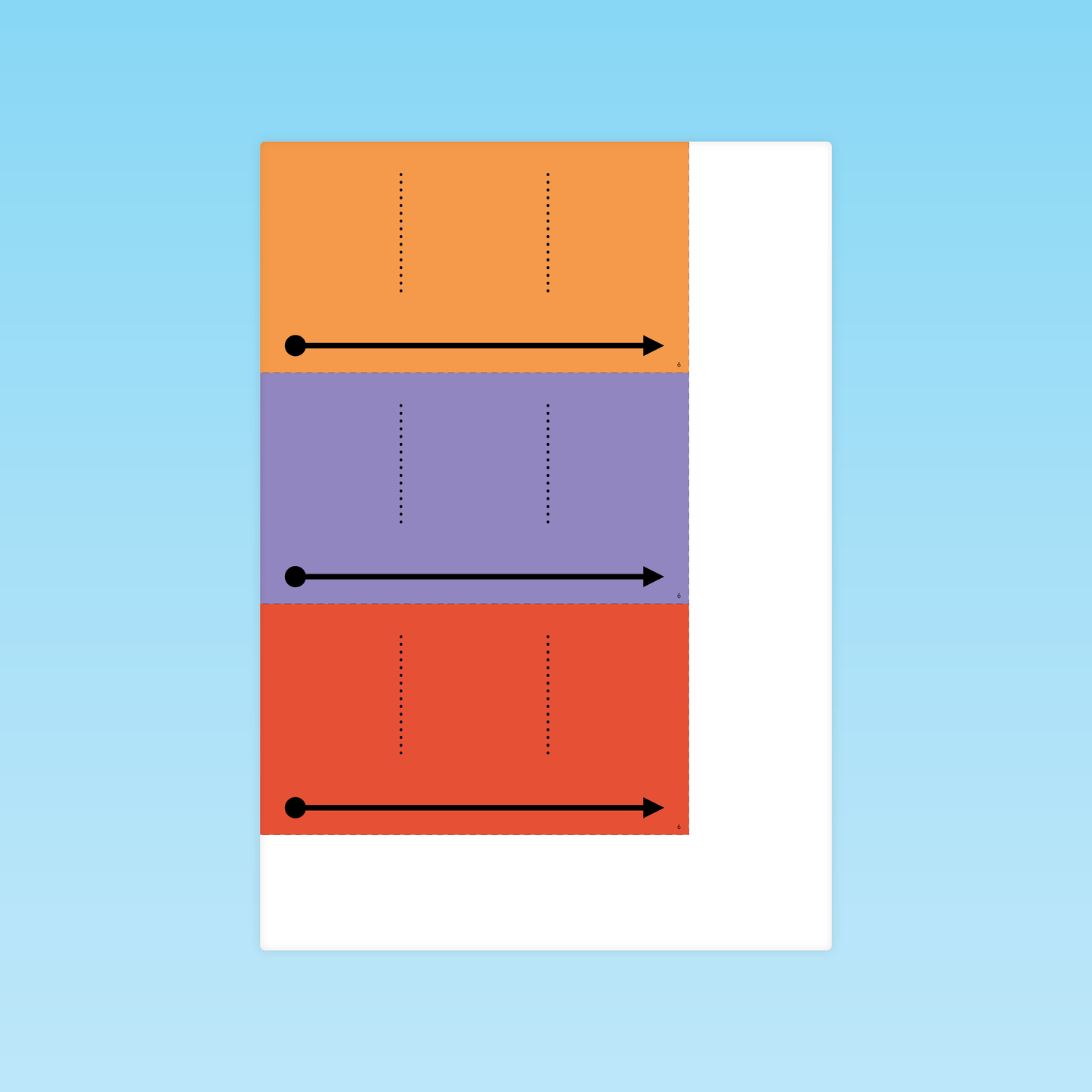 planche de segmentation phonémique en trois barres colorées orange violet rouge avec pointeur et flèche pour guider la progression sonore des phonèmes