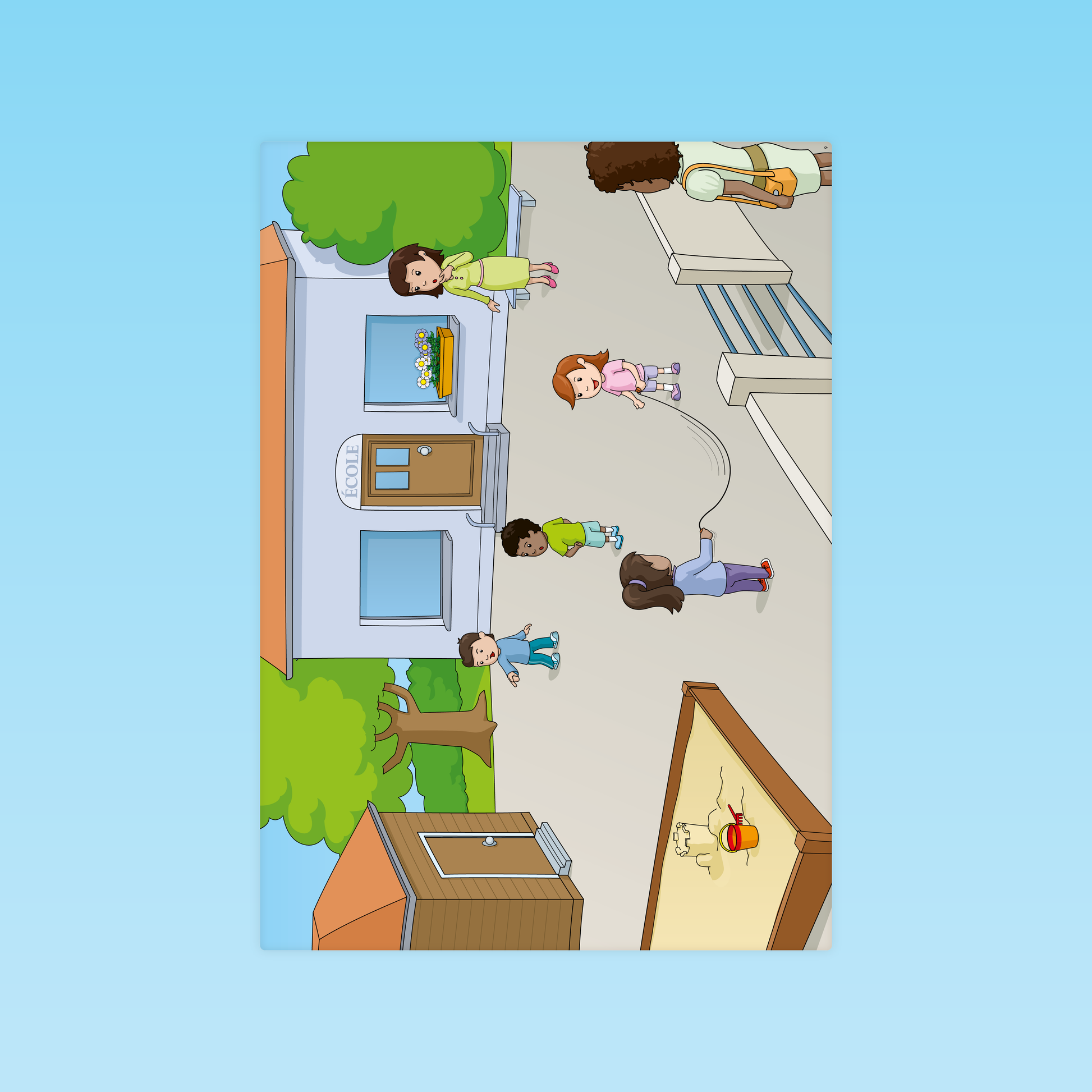 Illustration de cour d’école utilisée dans la séance de construction du modèle M3