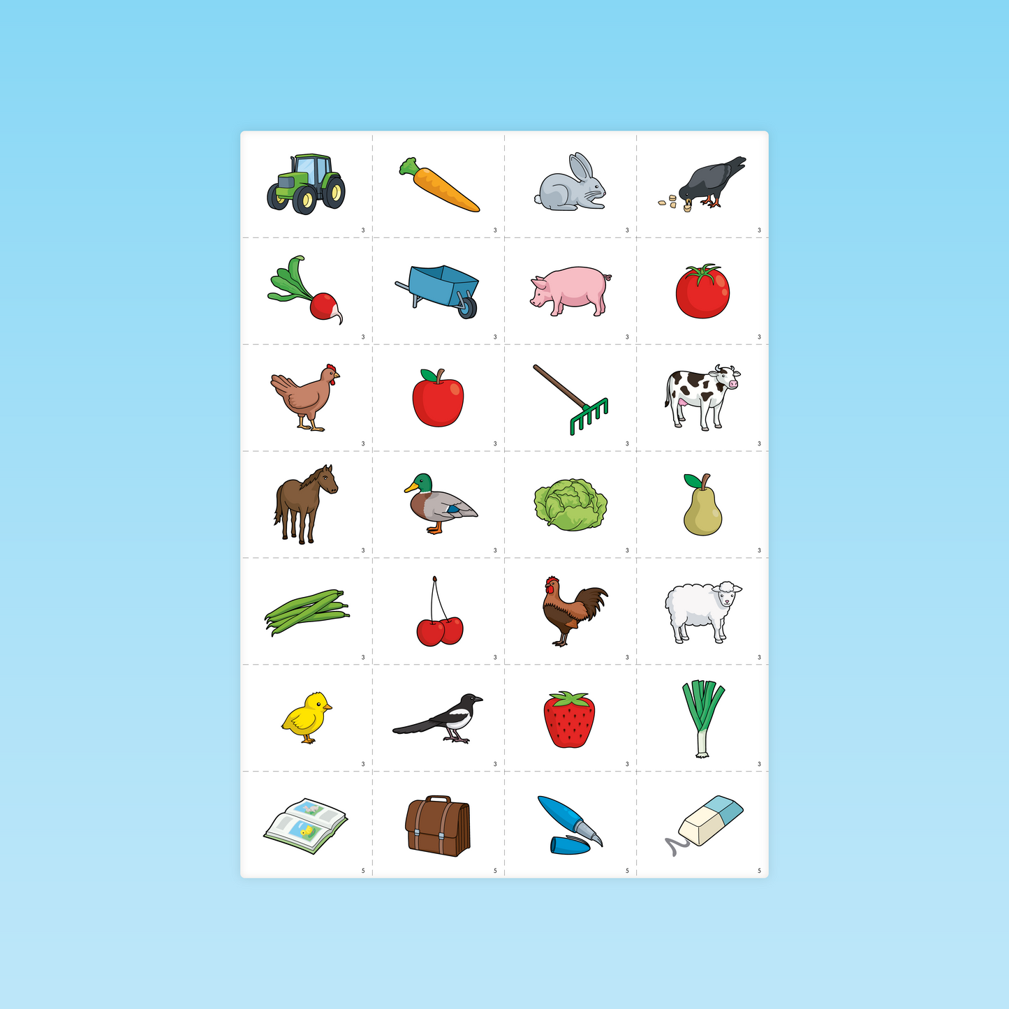 Cartes illustrées du Loto de la campagne à utiliser pour nommer et catégoriser en PS