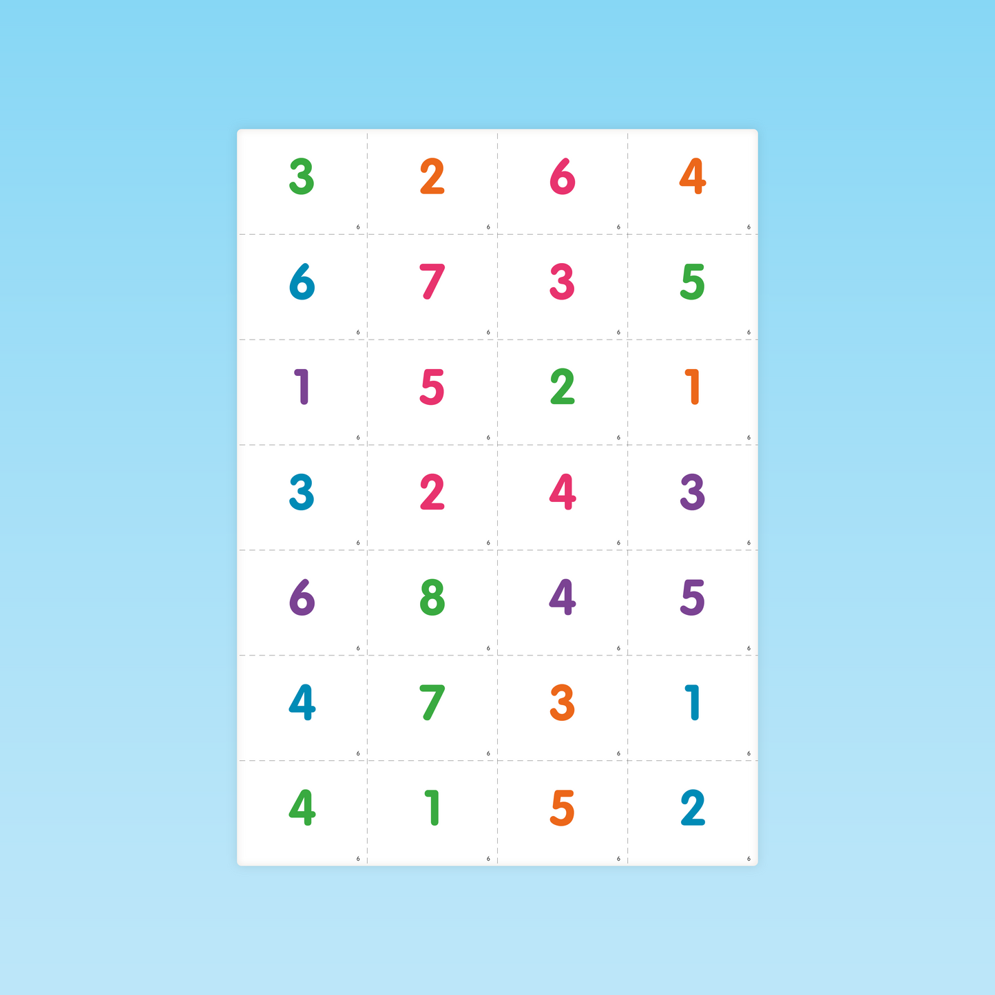 cartes à découper avec chiffres colorés pour activités de manipulation en GS