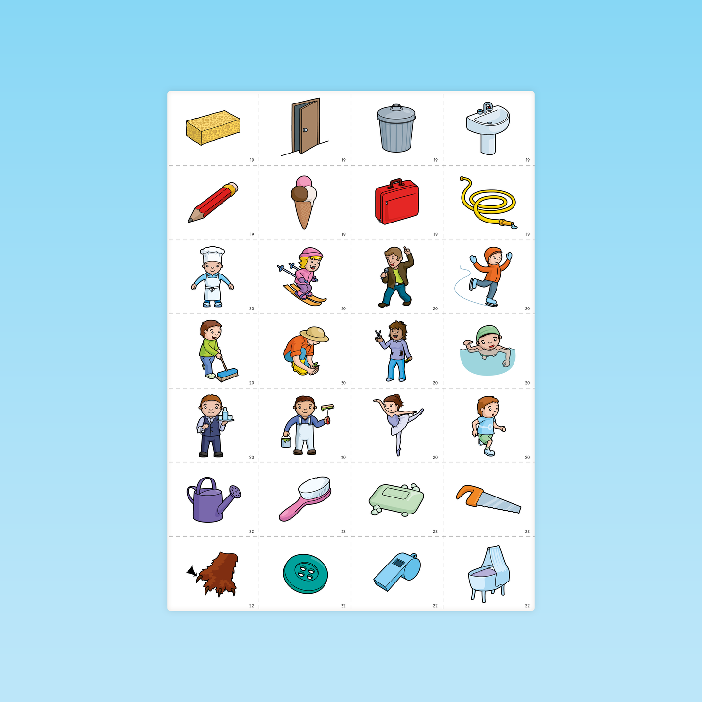 planche de cartes d’objets homophones pour exercice de vocabulaire GS