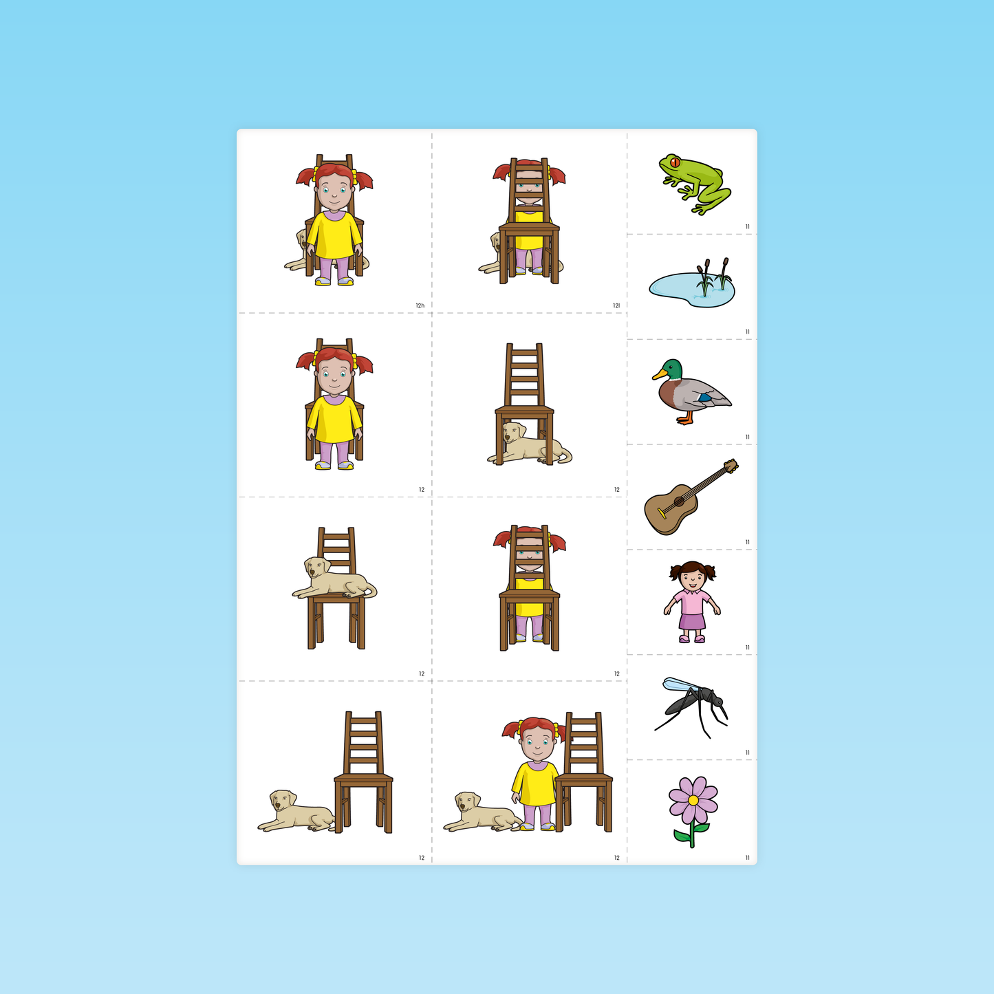 jeu de paires vocabulaire MS : cartes à associer objets, animaux et personnages