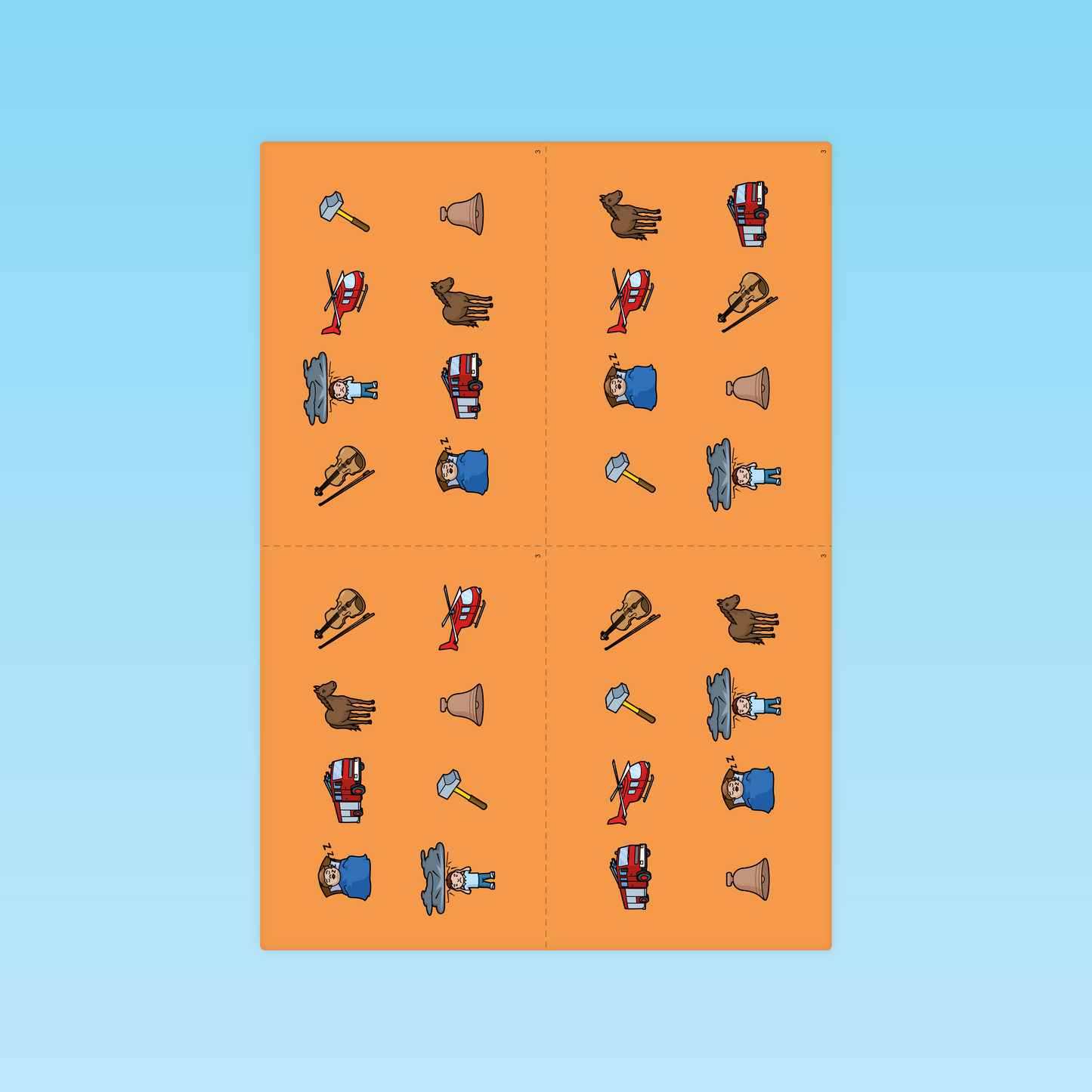 cartes illustrées pour jeu de loto sonore en maternelle, activité de discrimination auditive