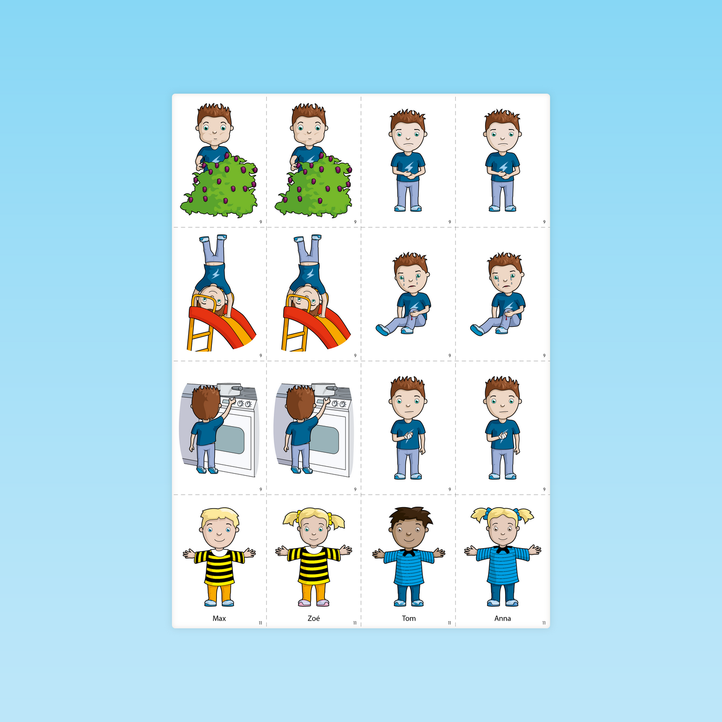 aperçu des cartes de scènes colorées pour le guide Compréhension de la langue P1