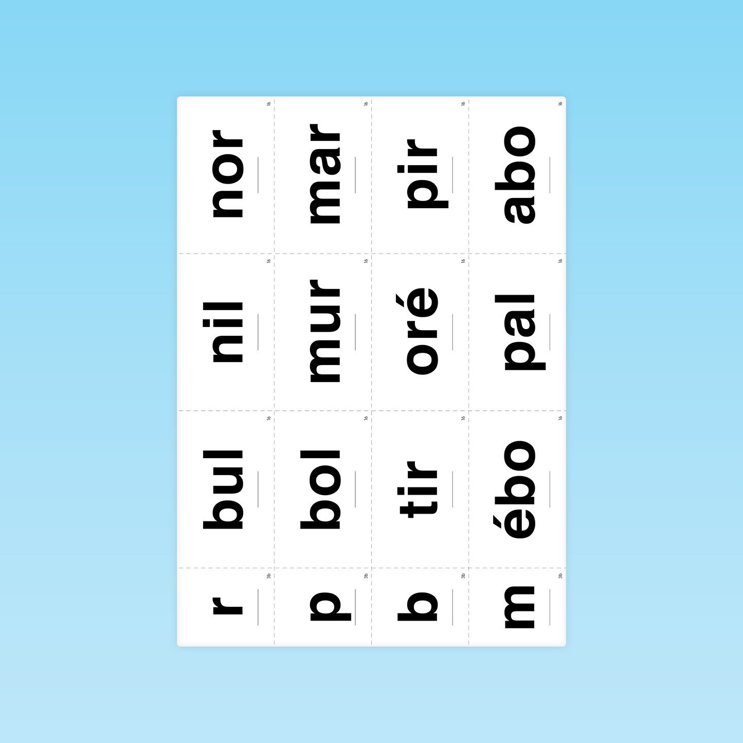 cartes syllabiques à combiner pour l'entraînement à la conscience phonologique au CP