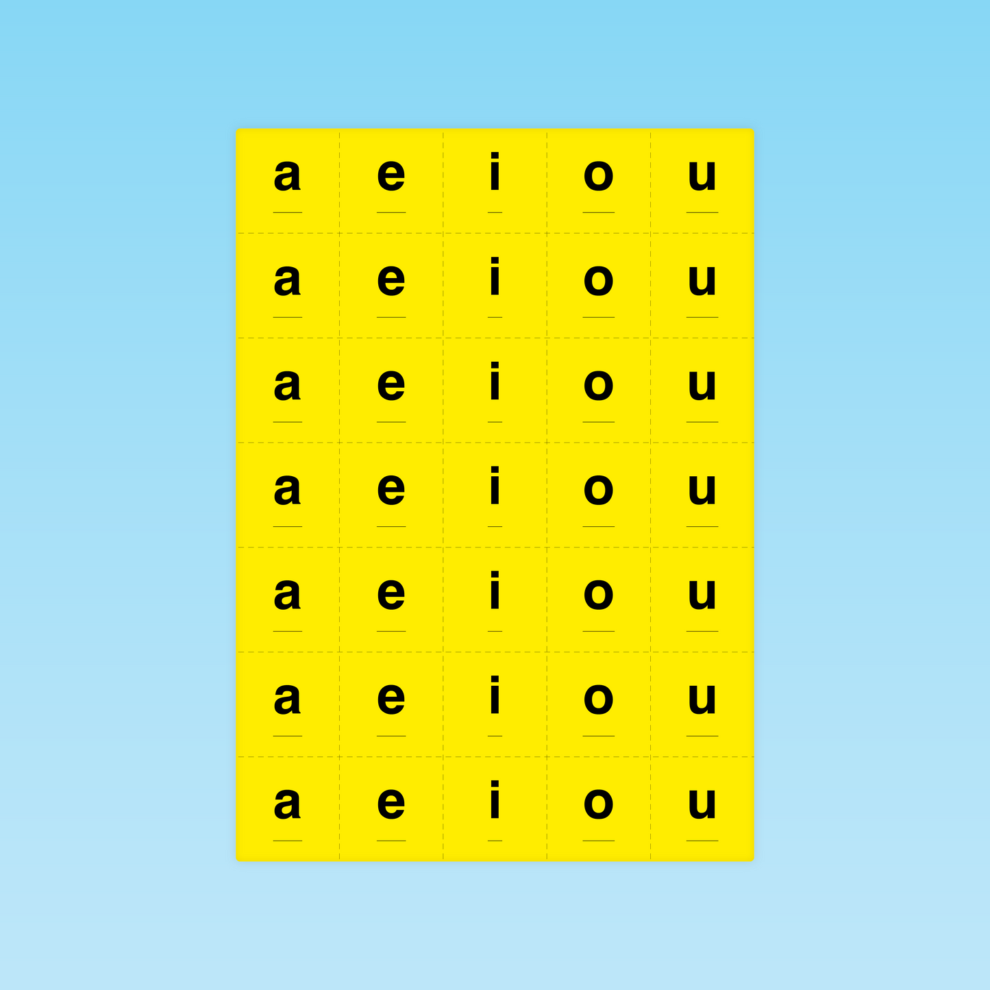 Cartes jaunes avec voyelles pour tableau de lecture syllabique CP