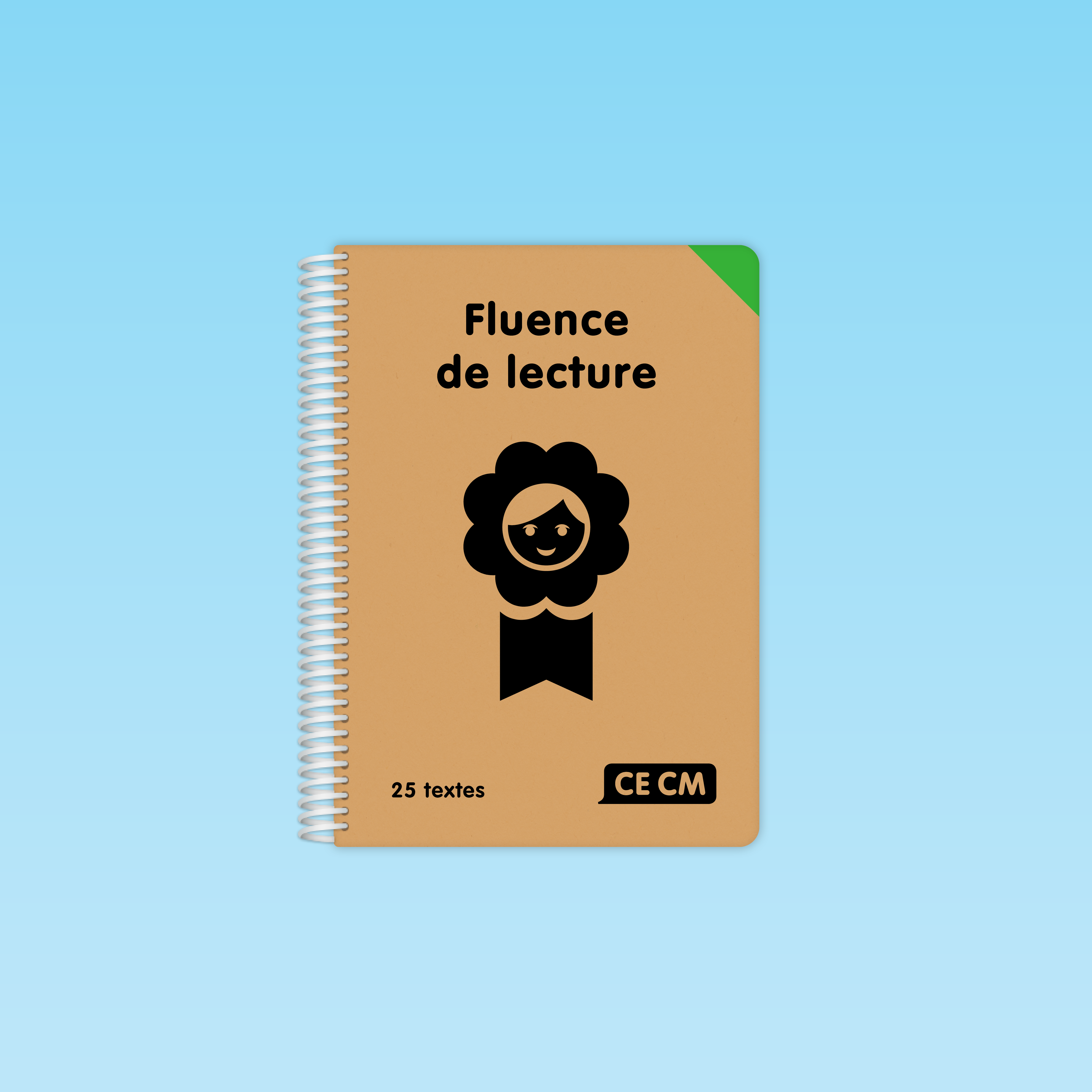 couverture du guide Fluence de lecture CE CM format spirale avec pictogramme et mention 25 textes