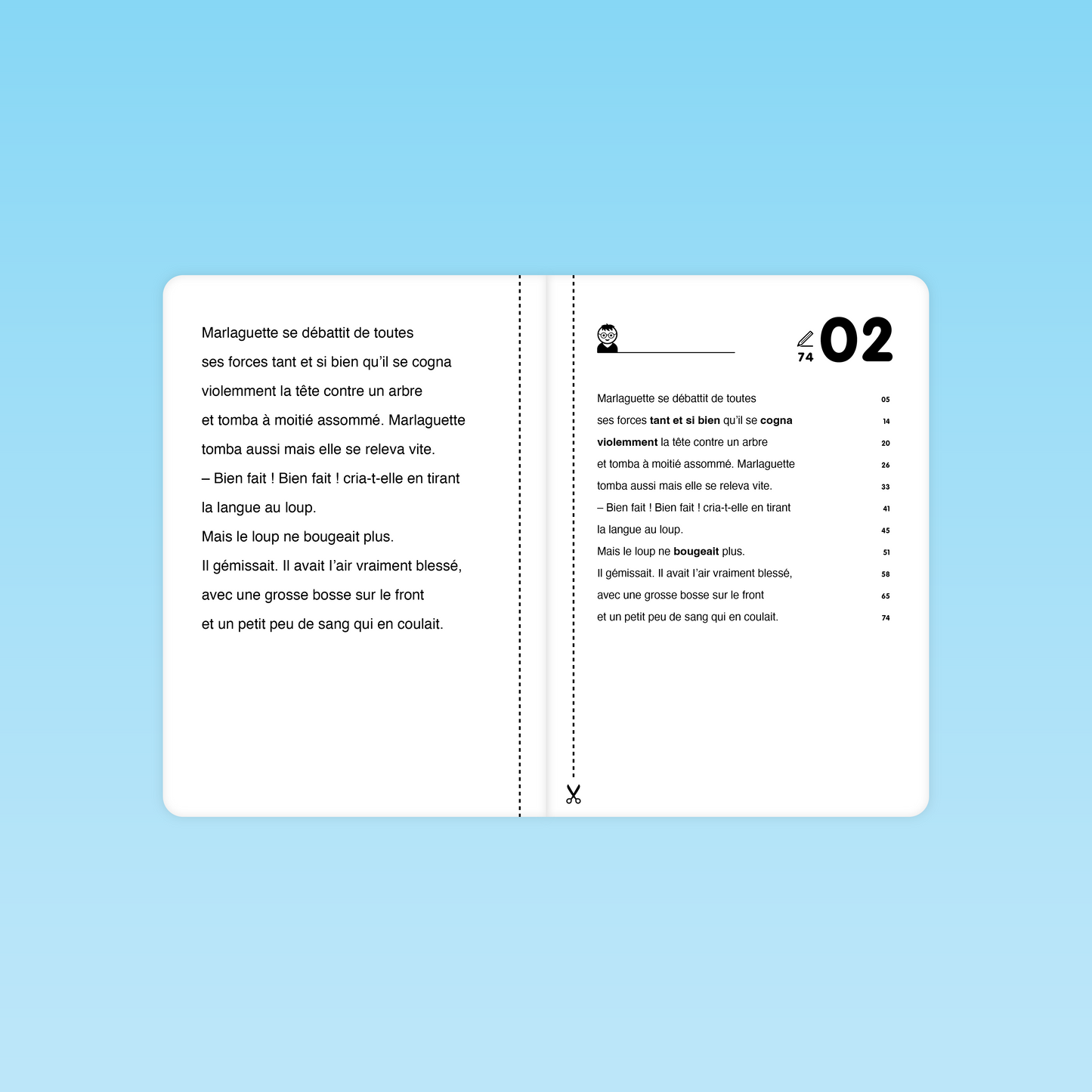 Extrait de texte utilisé pour l’entraînement à la fluence dans le guide Marlaguette CP