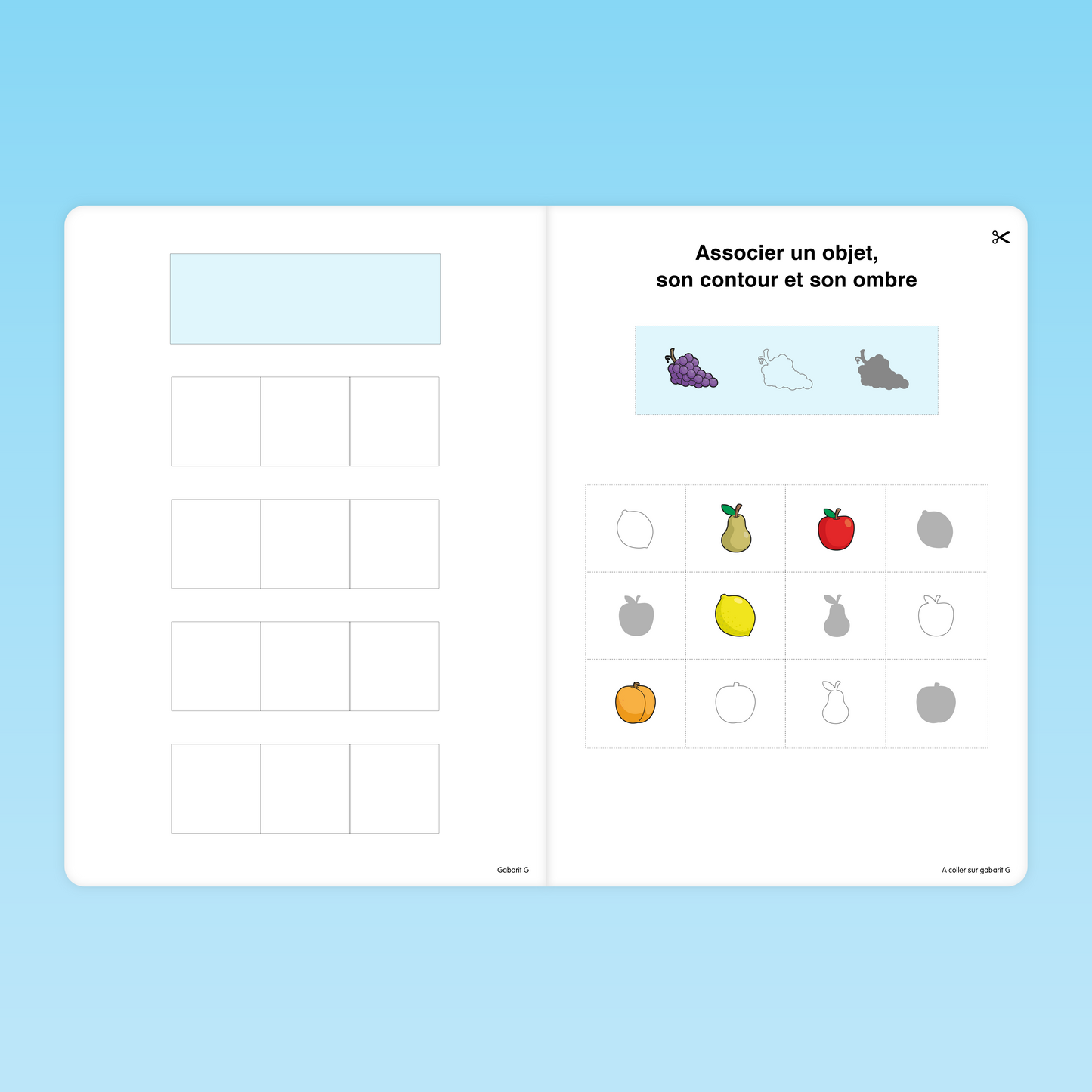 Fiche MS pour associer fruit, contour et ombre en discrimination visuelle
