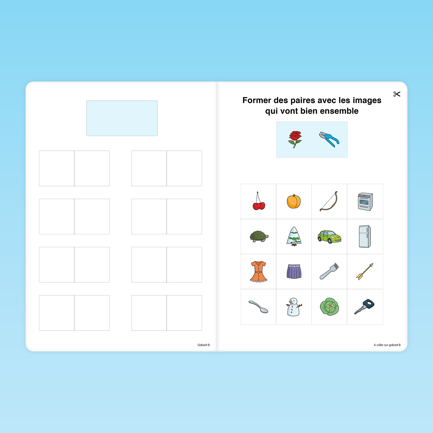 Fiche GS pour former des paires d’images associées par usage, thème ou ressemblance, activité de tri visuel autonome