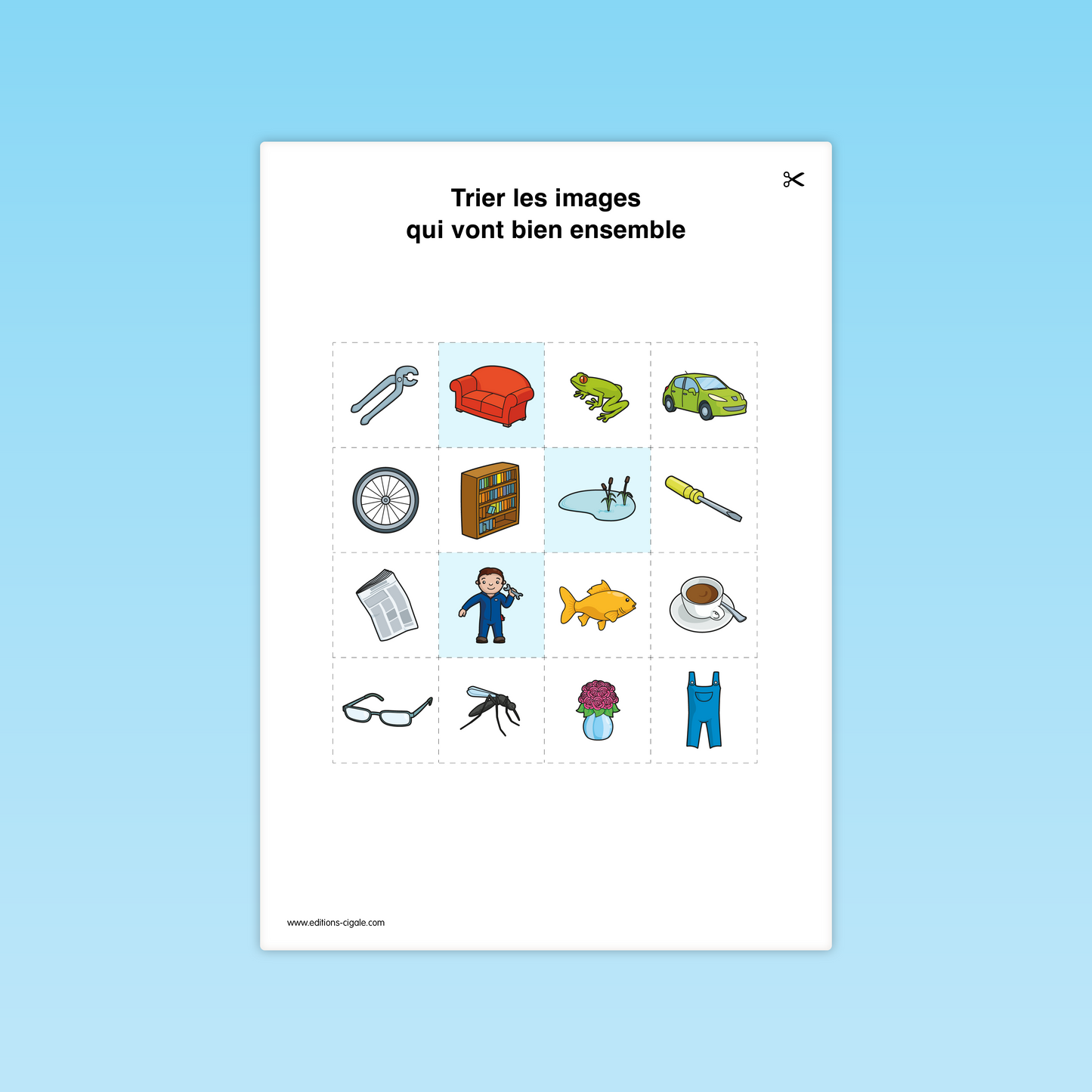 Activité GS : regrouper les images par ressemblance lexicale ou fonctionnelle.