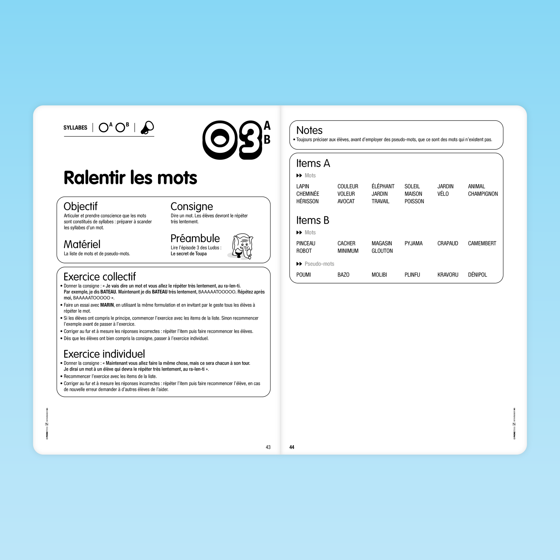 fiche pédagogique Phonoludos MS ralentir les mots pour développer la conscience syllabique
