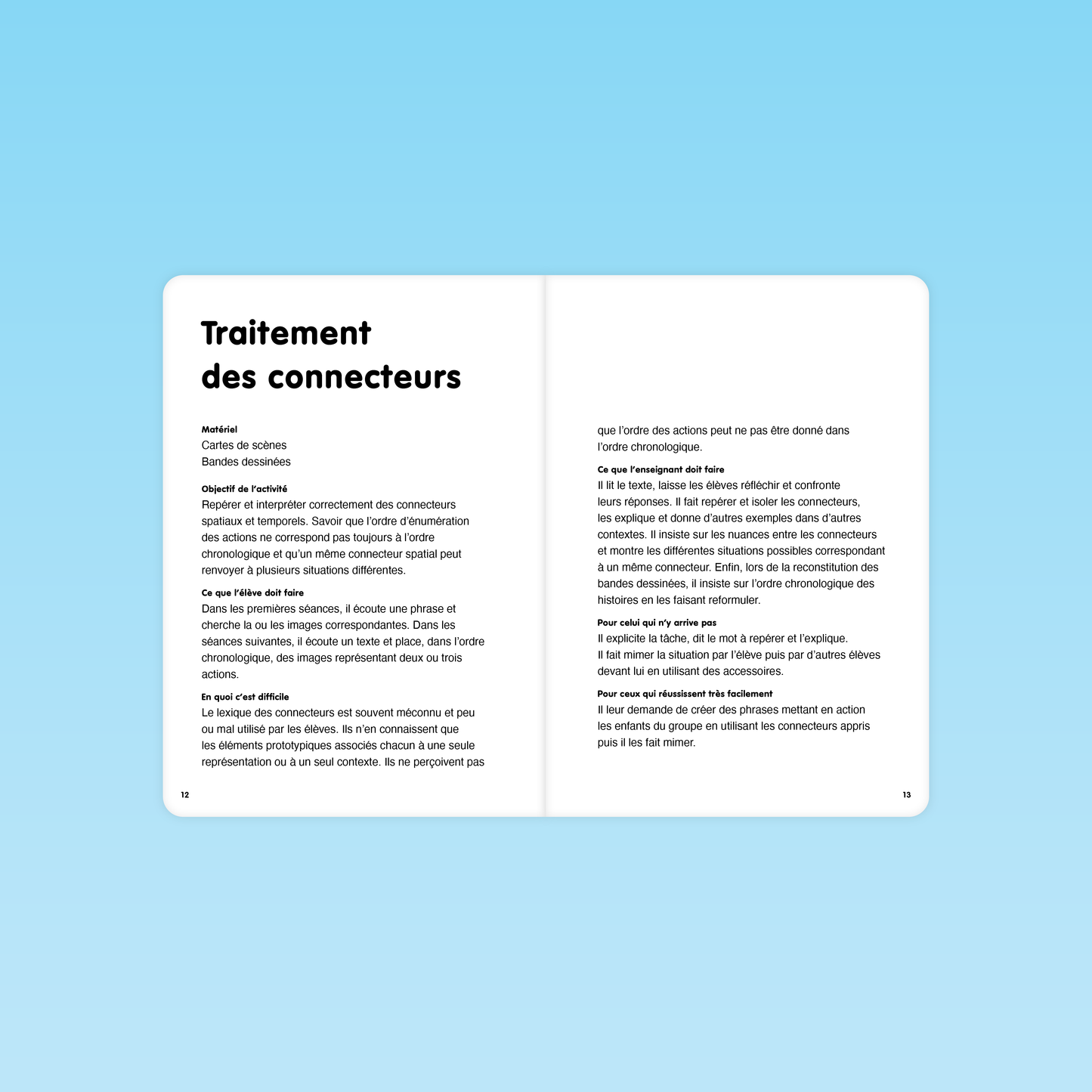 fiche pédagogique pour repérer et comprendre les connecteurs spatiaux et temporels en moyenne section