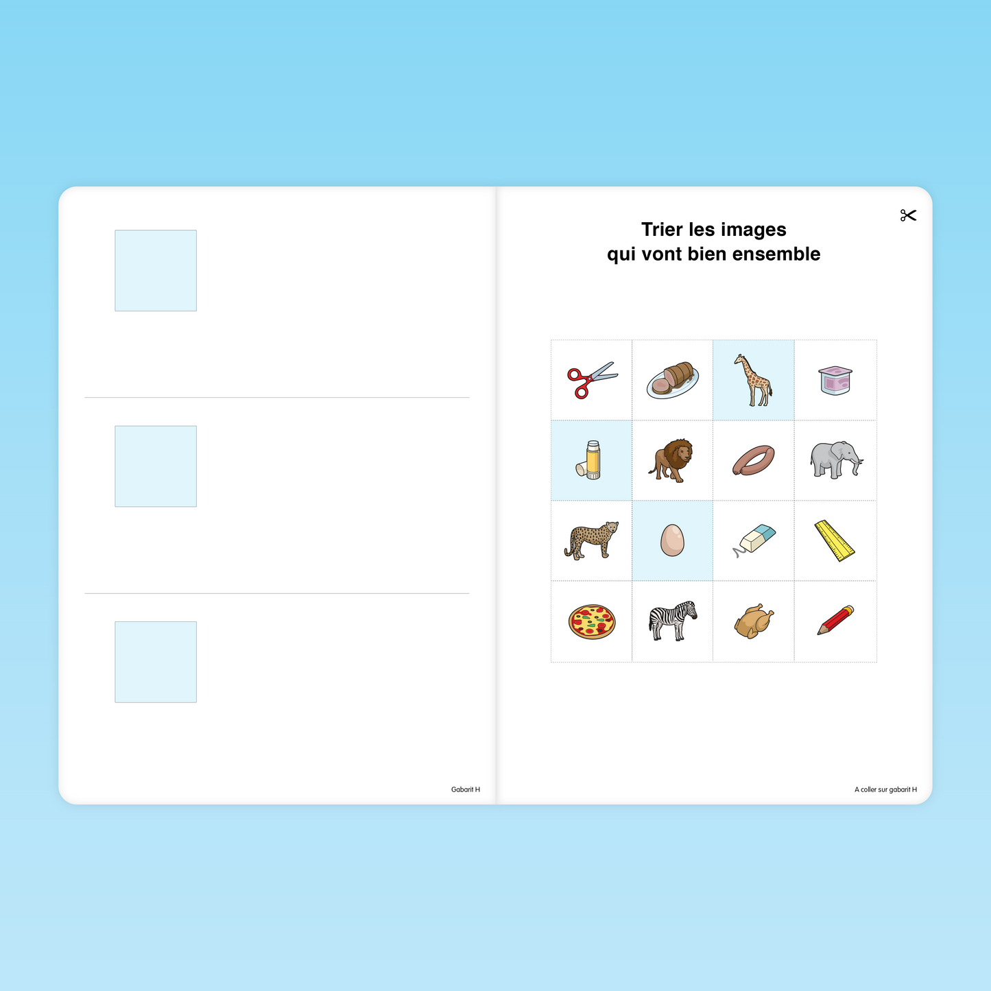 fiche MS pour trier animaux aliments et objets par catégorie