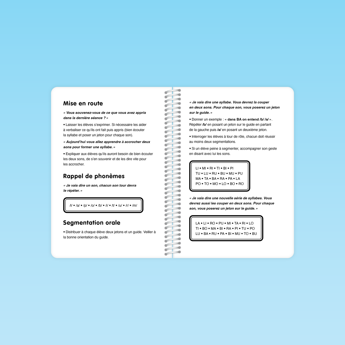 Exemple de séance avec segmentation orale et rappel de phonèmes dans le guide GS