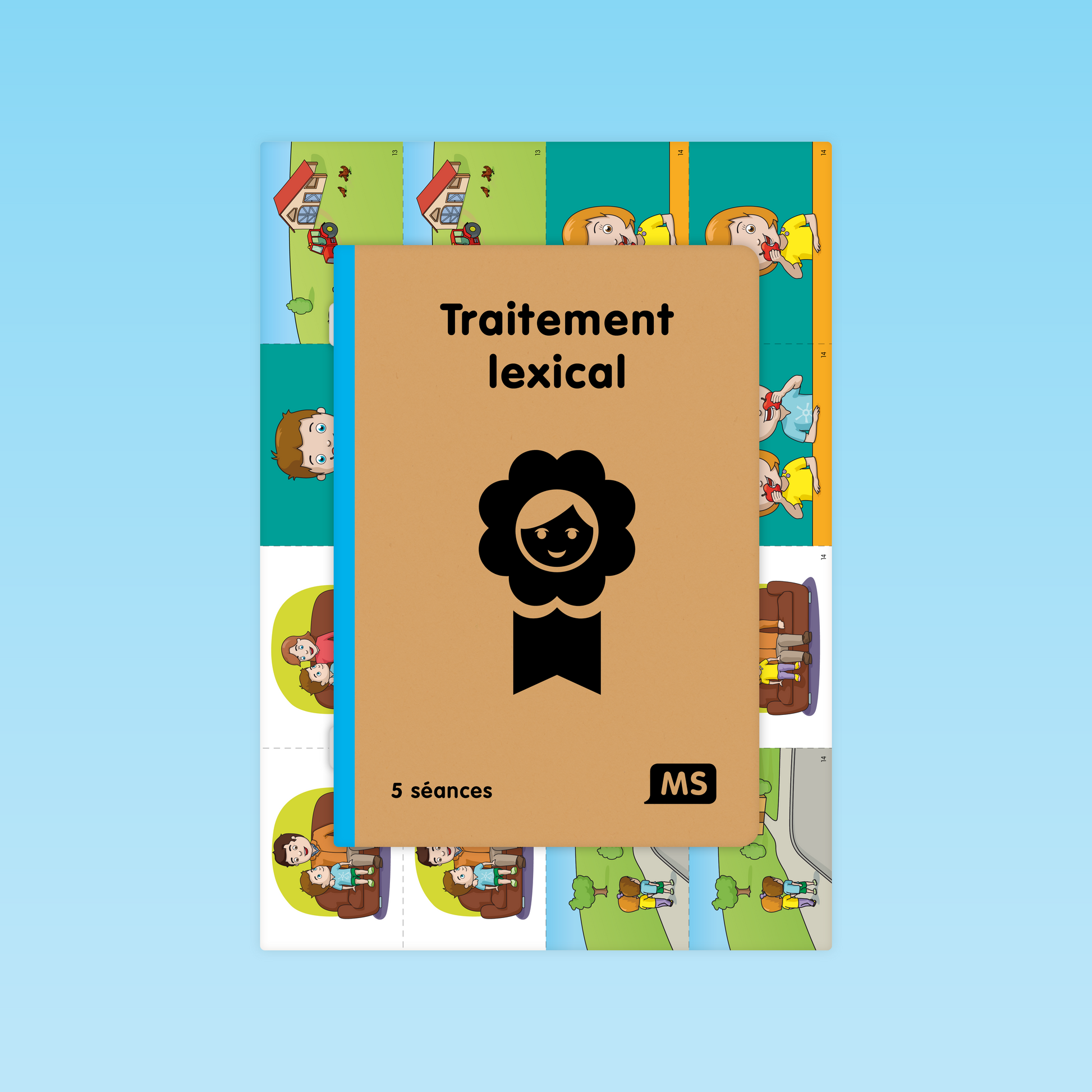 couverture du guide Traitement lexical MS avec planches illustrées pour remédiation en vocabulaire à l’école maternelle