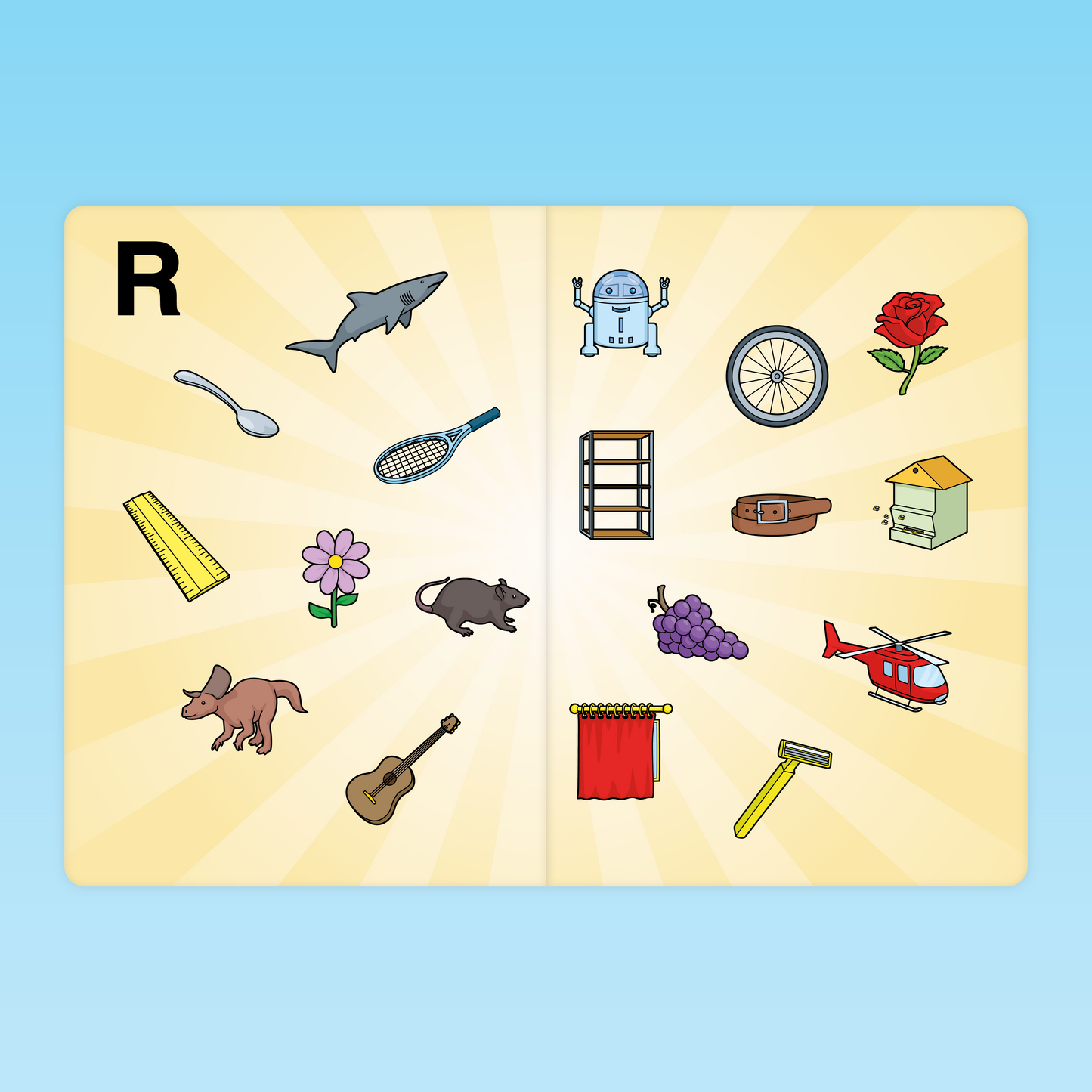 imagier phonème r avec illustrations d’objets contenant le son r pour la grande section GS