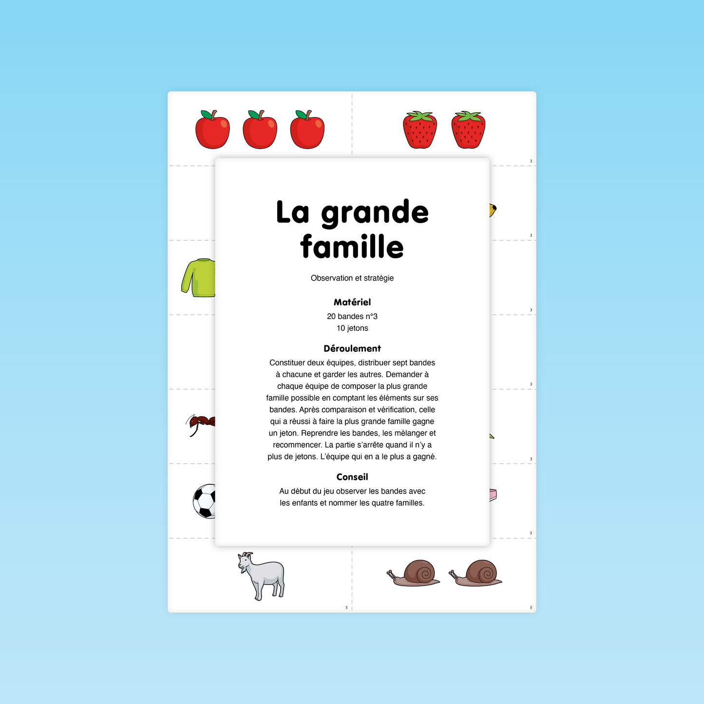 Couverture du jeu de langage La grande famille (GS) des Éditions La Cigale, pour travailler la catégorisation et le vocabulaire.