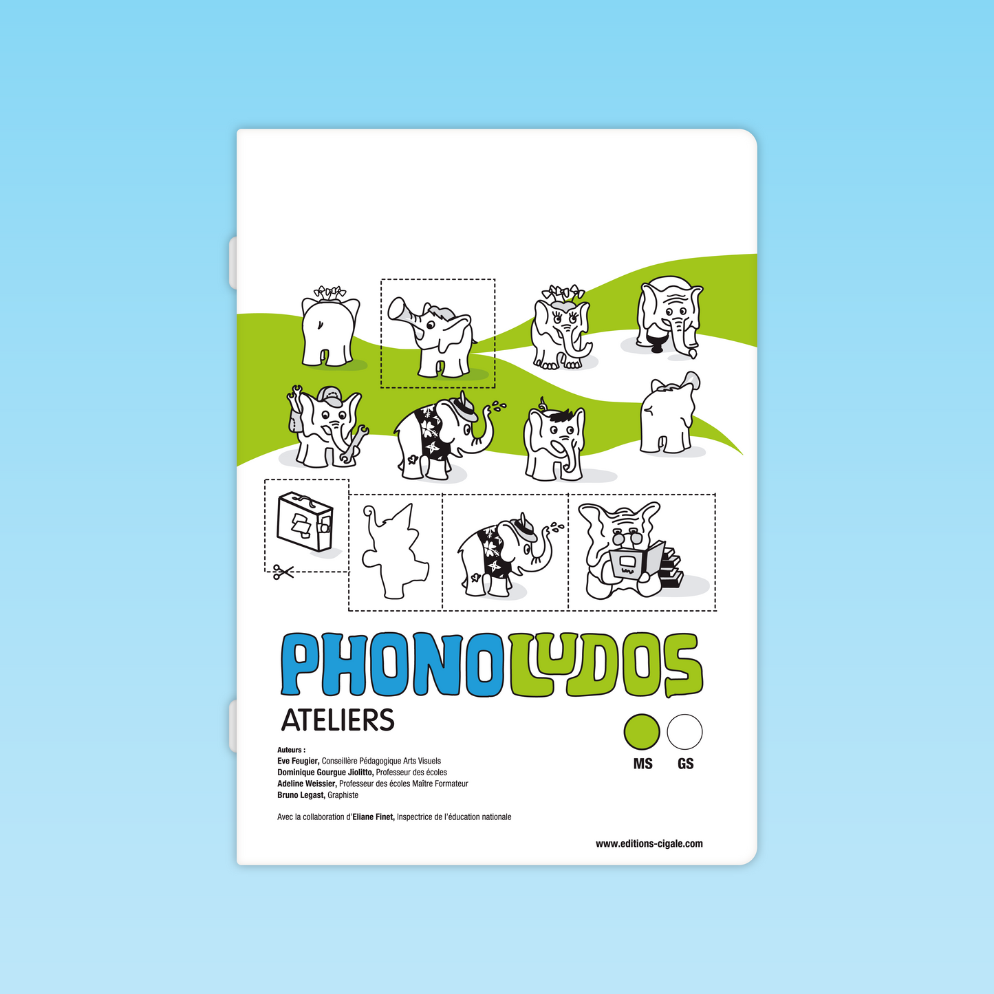 couverture du fichier Phonoludos Ateliers pour la moyenne section avec les personnages des Ludos à découper