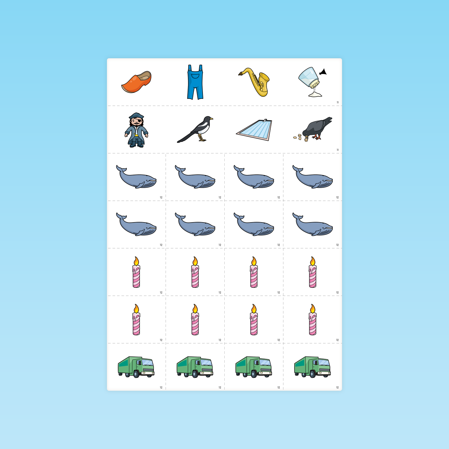 Deuxième planche d’images pour la discrimination et reconnaissance des syllabes PS MS