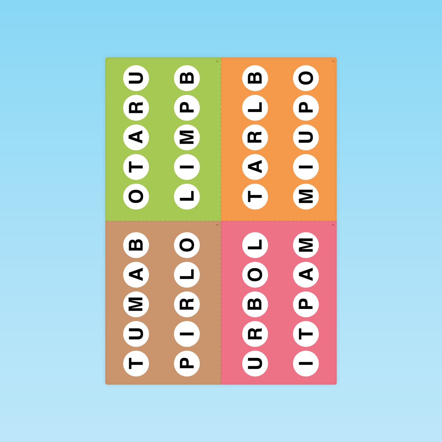 Planches colorées avec lettres pour les manipulations phonémiques en grande section