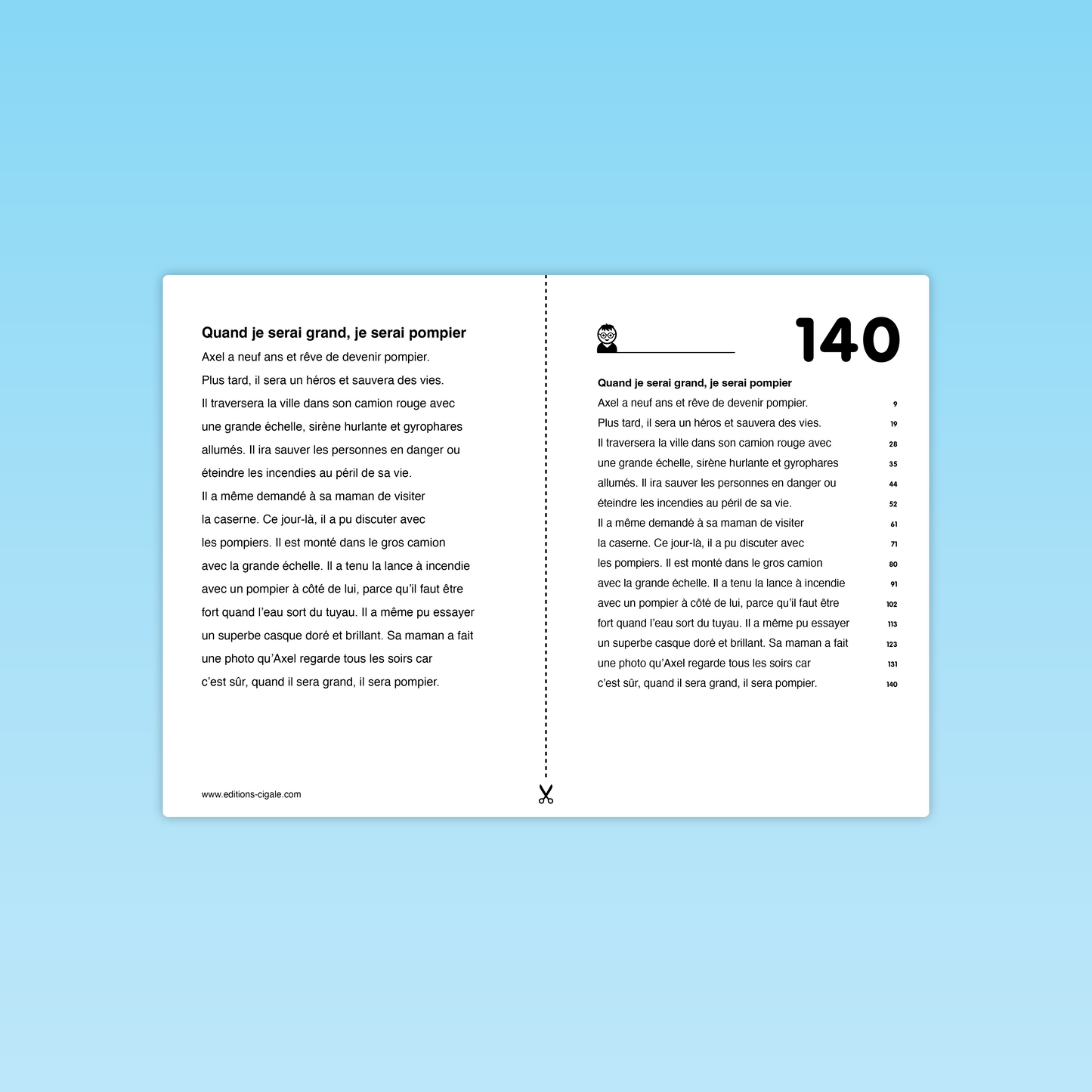 Versions différenciées du texte Quand je serai grand, je serai pompier – fluence et différenciation