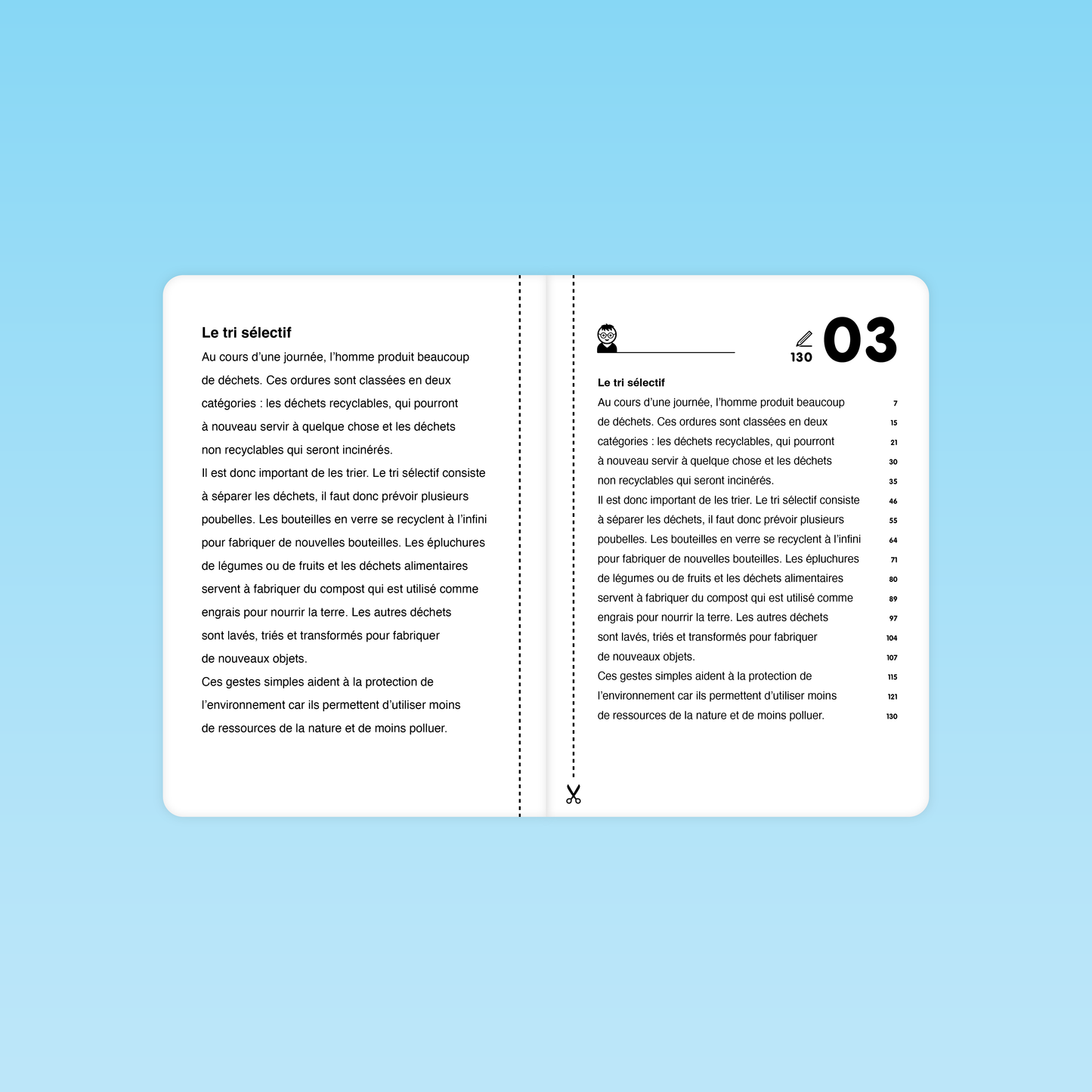 texte fluence CE CM sur le tri sélectif avec repères de mots et numérotation