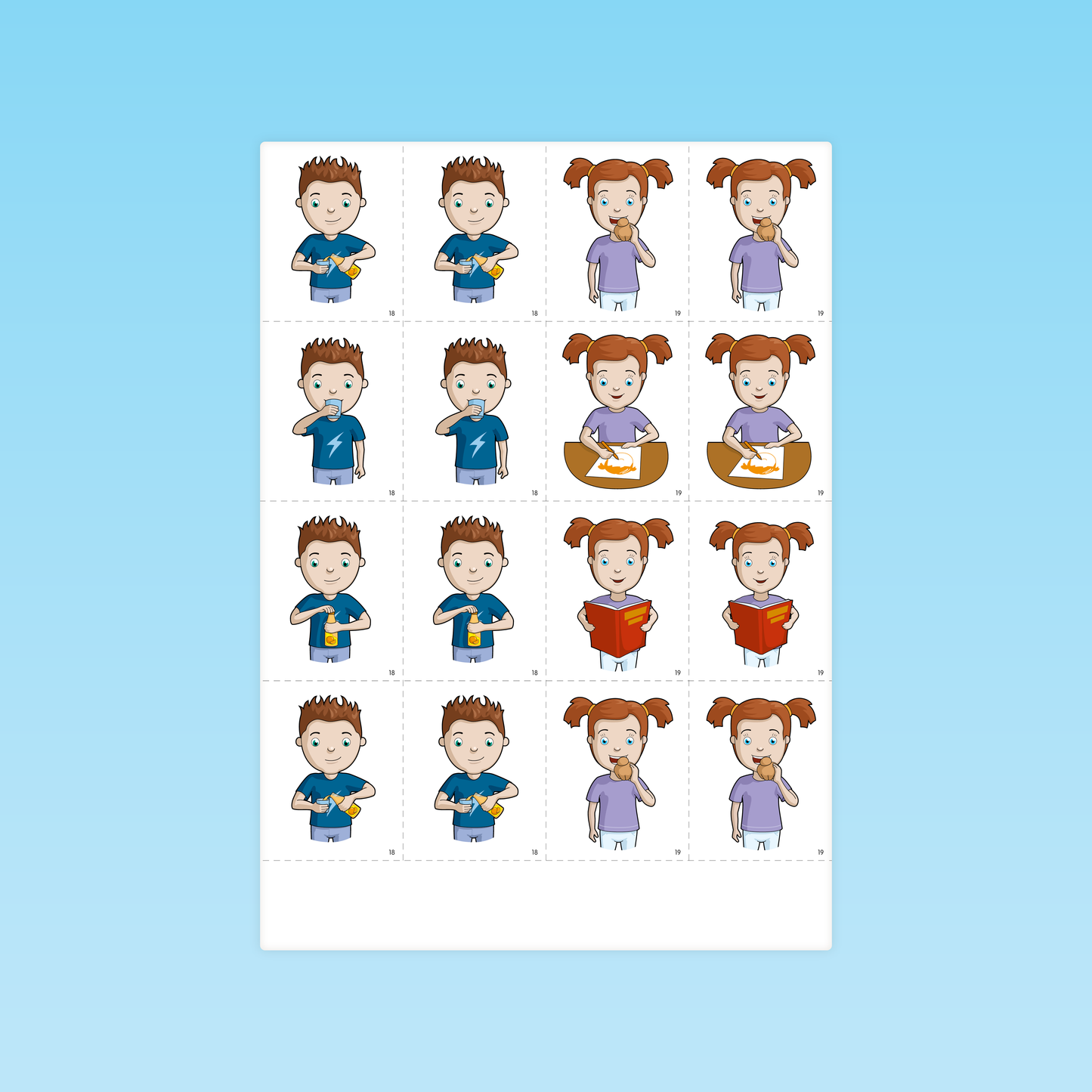 planche à découper traitement lexical CP cartes connecteurs avec scènes variées pour activités de repérage et classement