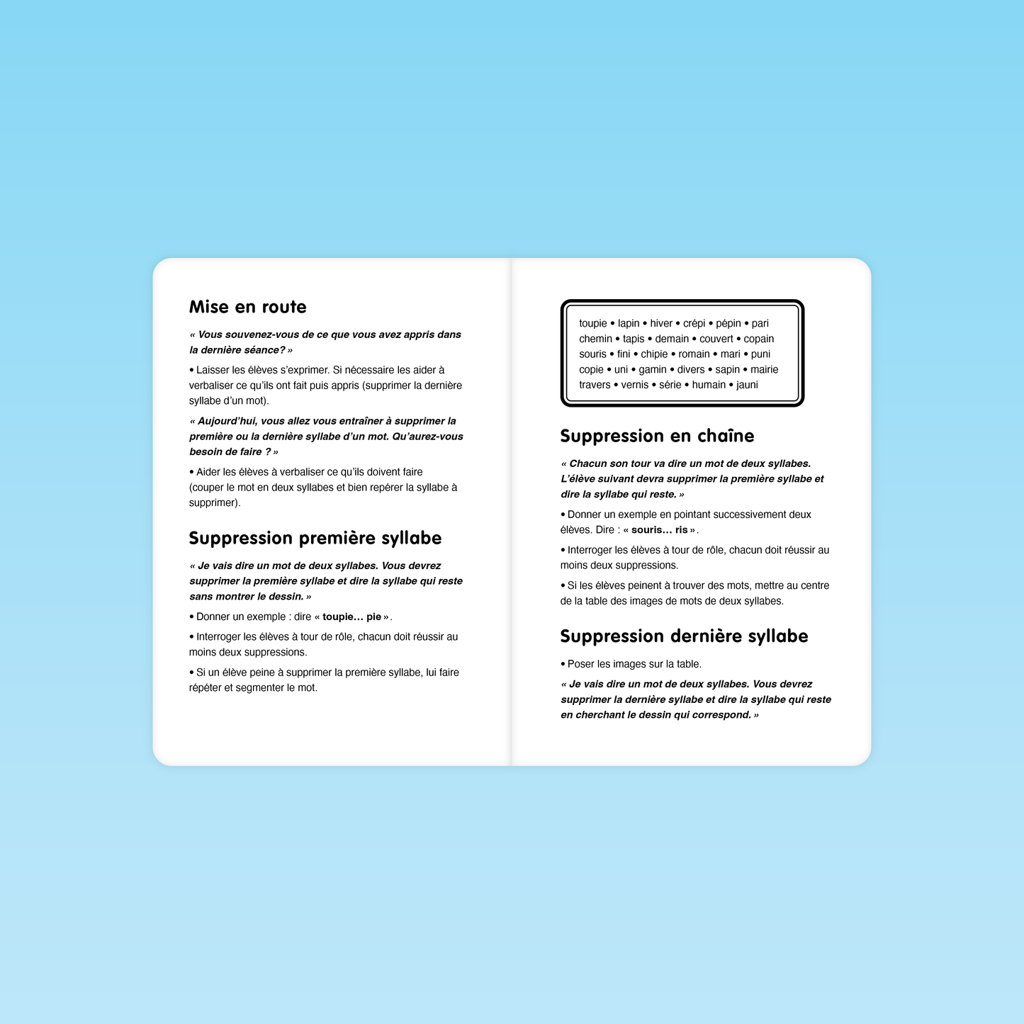 7 séances Connaissance de la syllabe CP