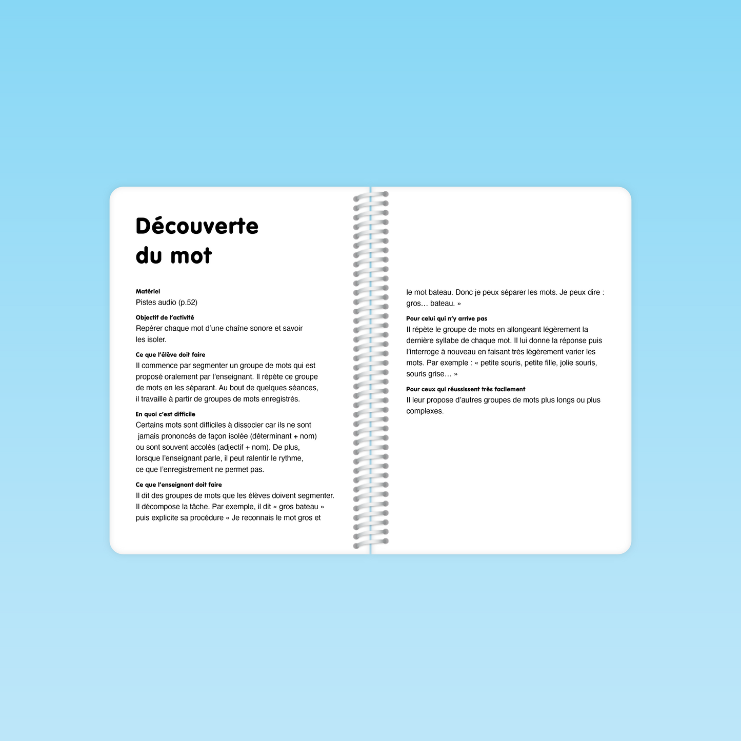 activité de découverte du mot dans les séances de discrimination auditive PS MS