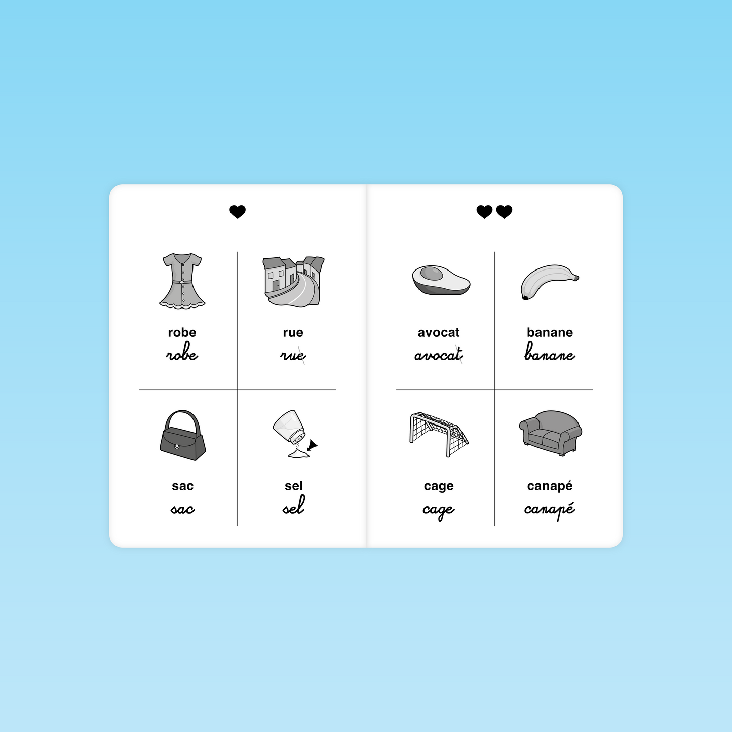 cartes illustrées avec mots réguliers du module 1 de l’Atelier Copie CP-CE