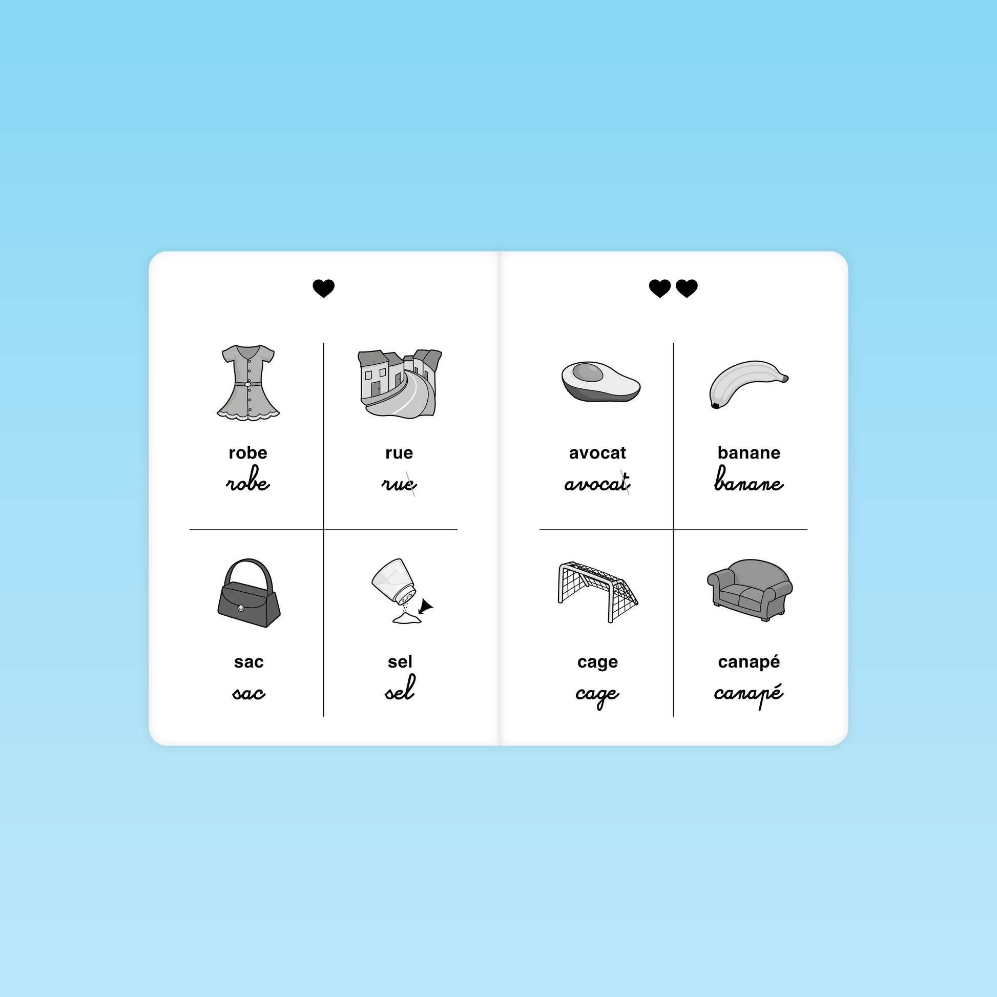 cartes illustrées avec mots réguliers du module 1 de l’Atelier Copie CP-CE