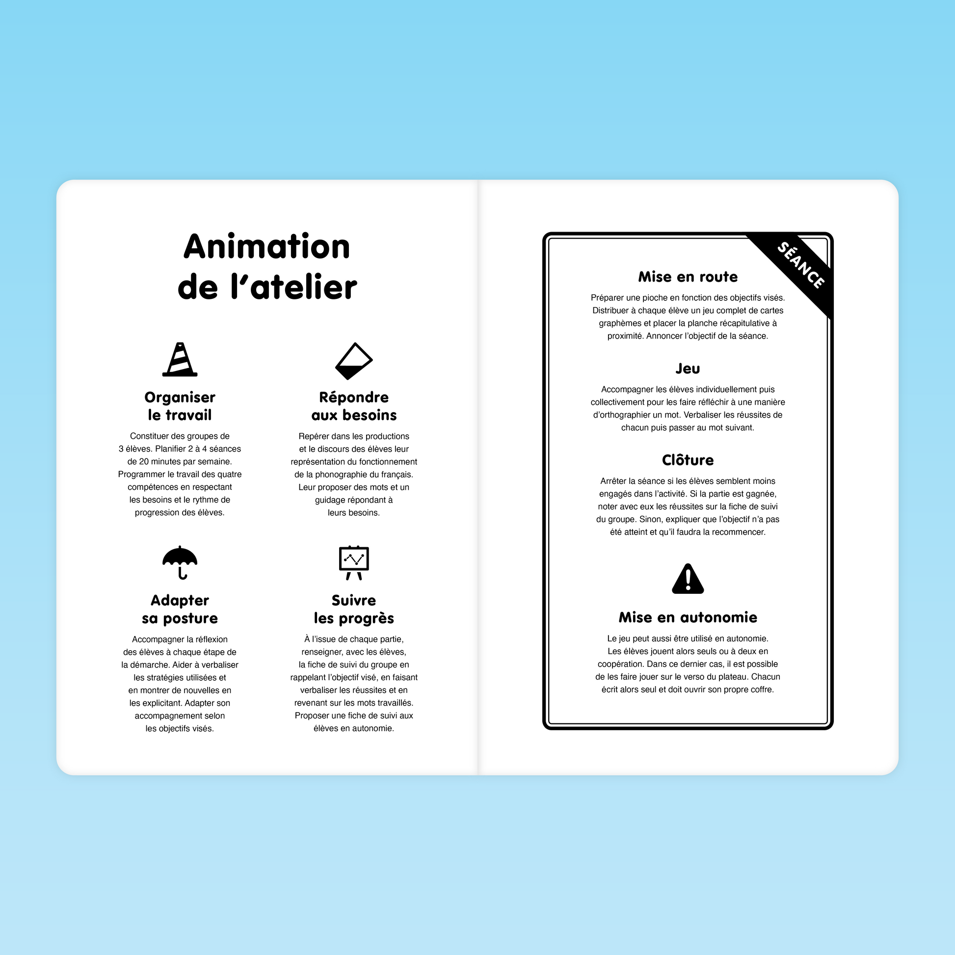 Organisation de l'atelier Grapho Logic GS et déroulement type d'une séance