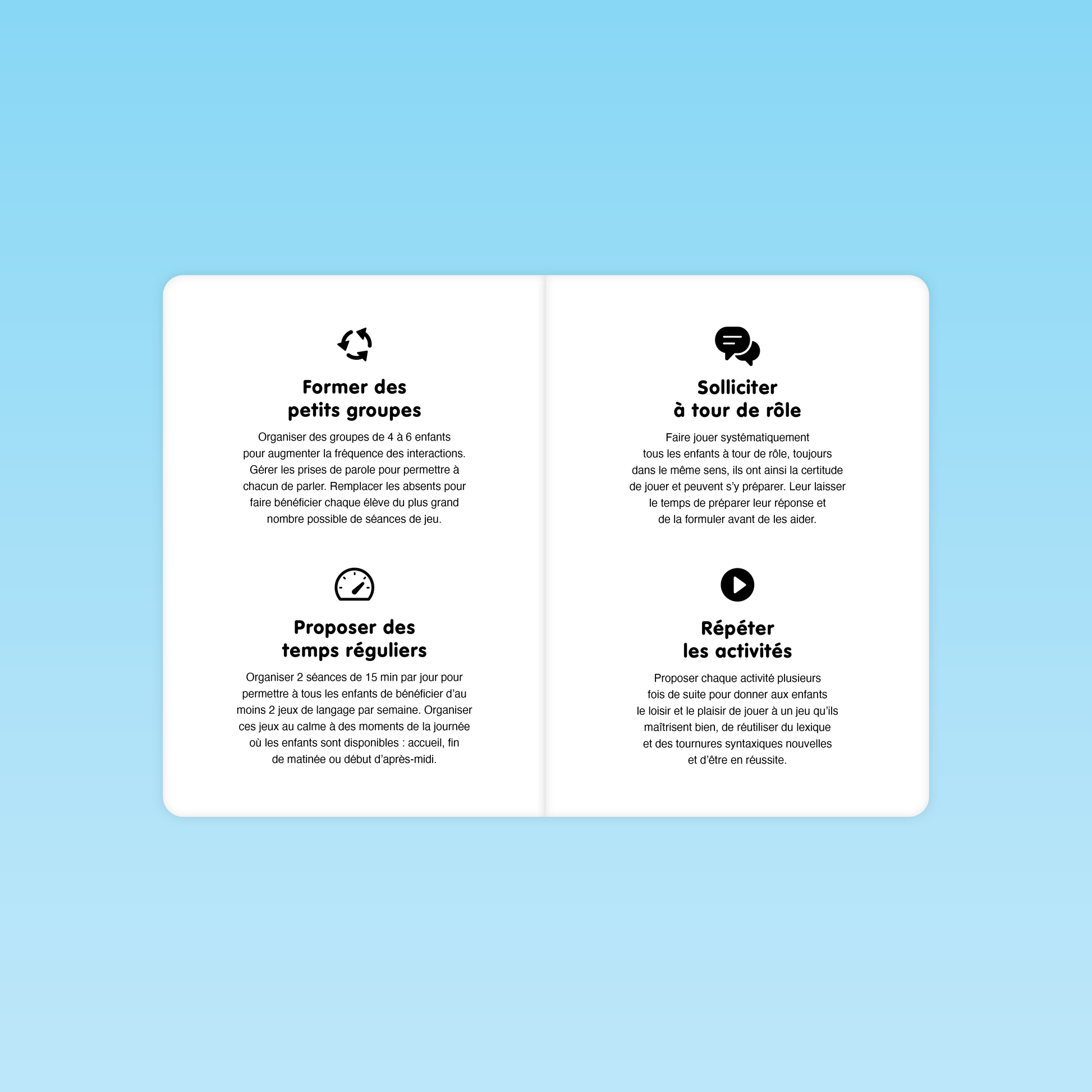 Conseils pédagogiques pour animer des petits groupes en langage oral GS avec interactions régulières et jeux répétés