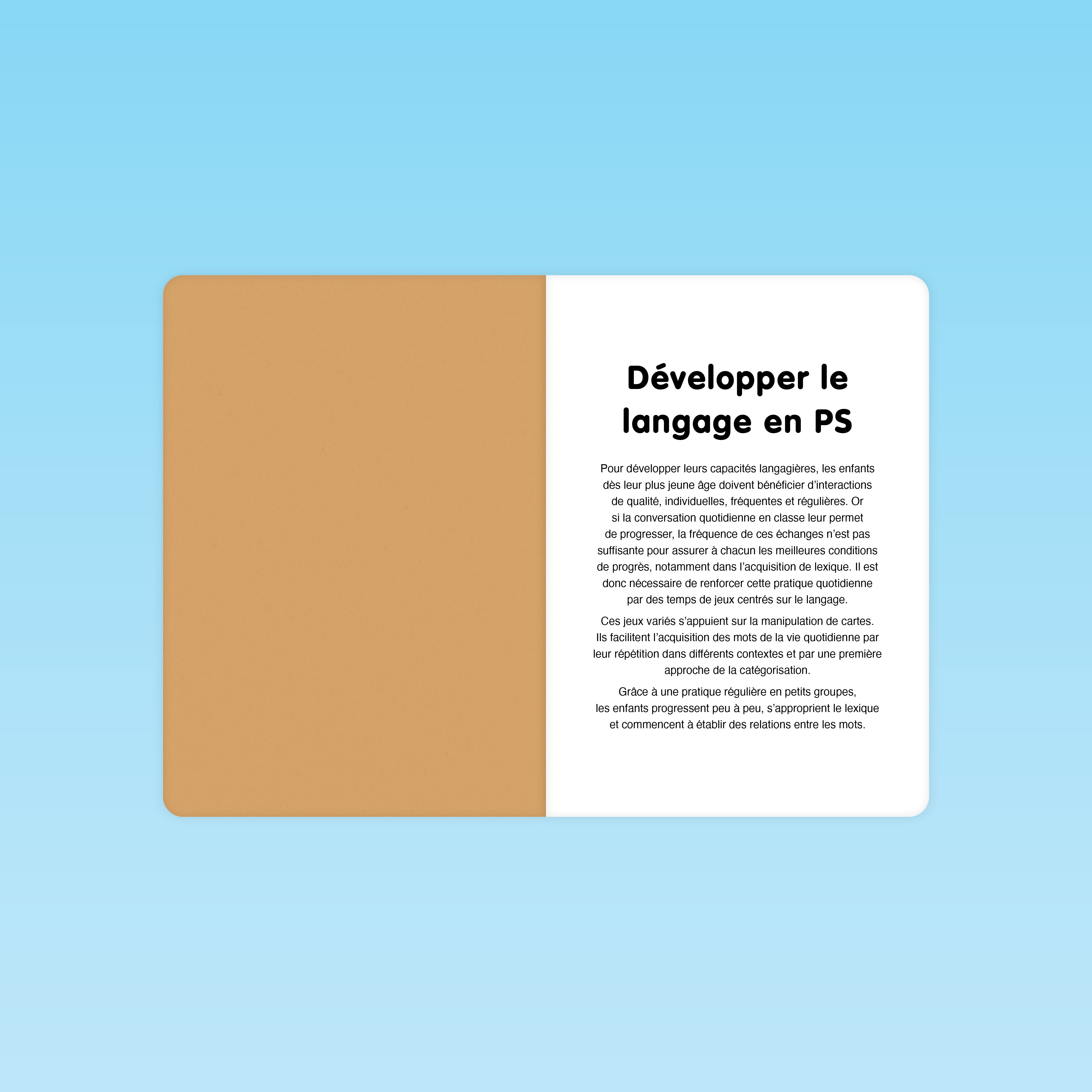 Page expliquant comment développer les capacités langagières des enfants de PS
