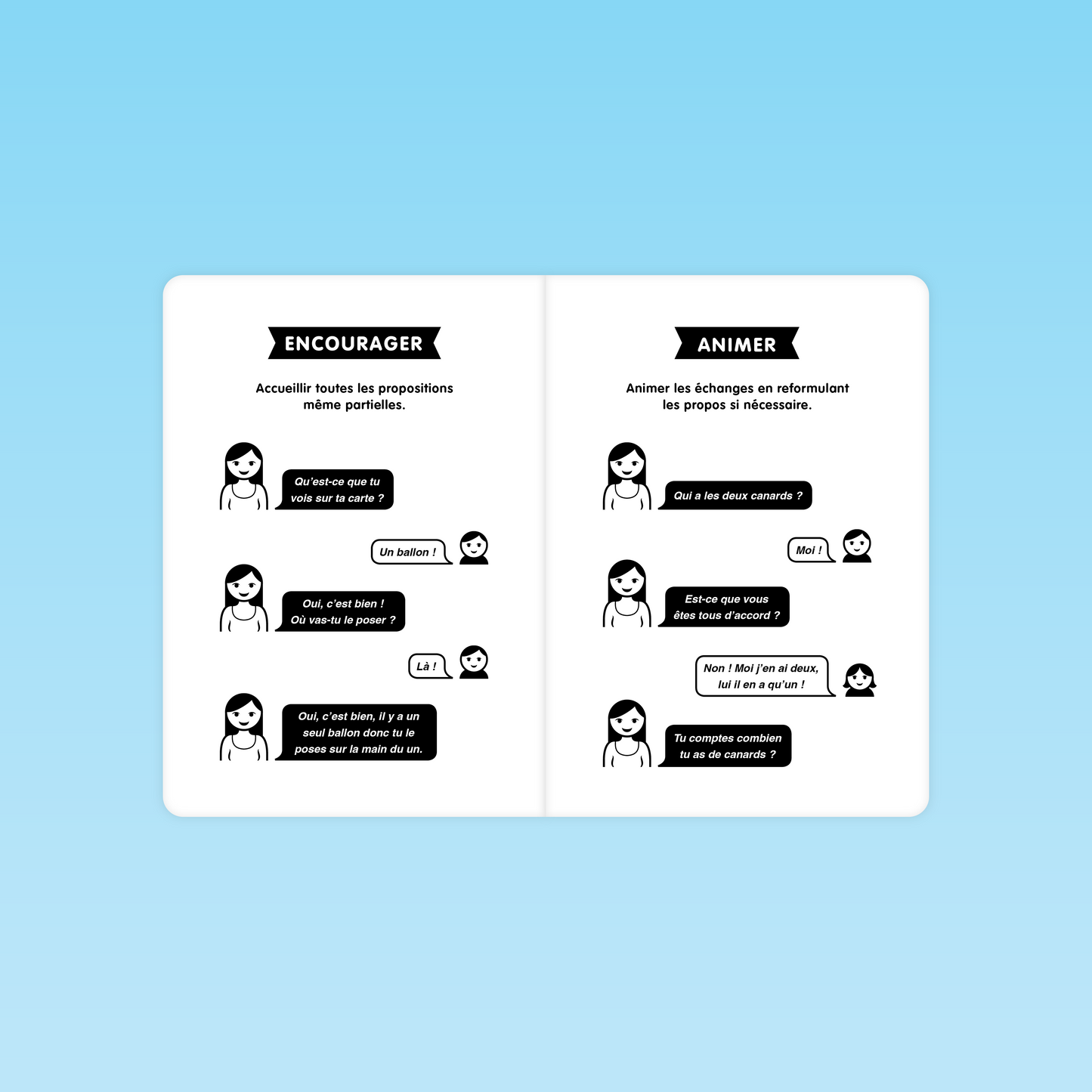 exemples de dialogues entre enseignant et enfants pour encourager et animer les échanges