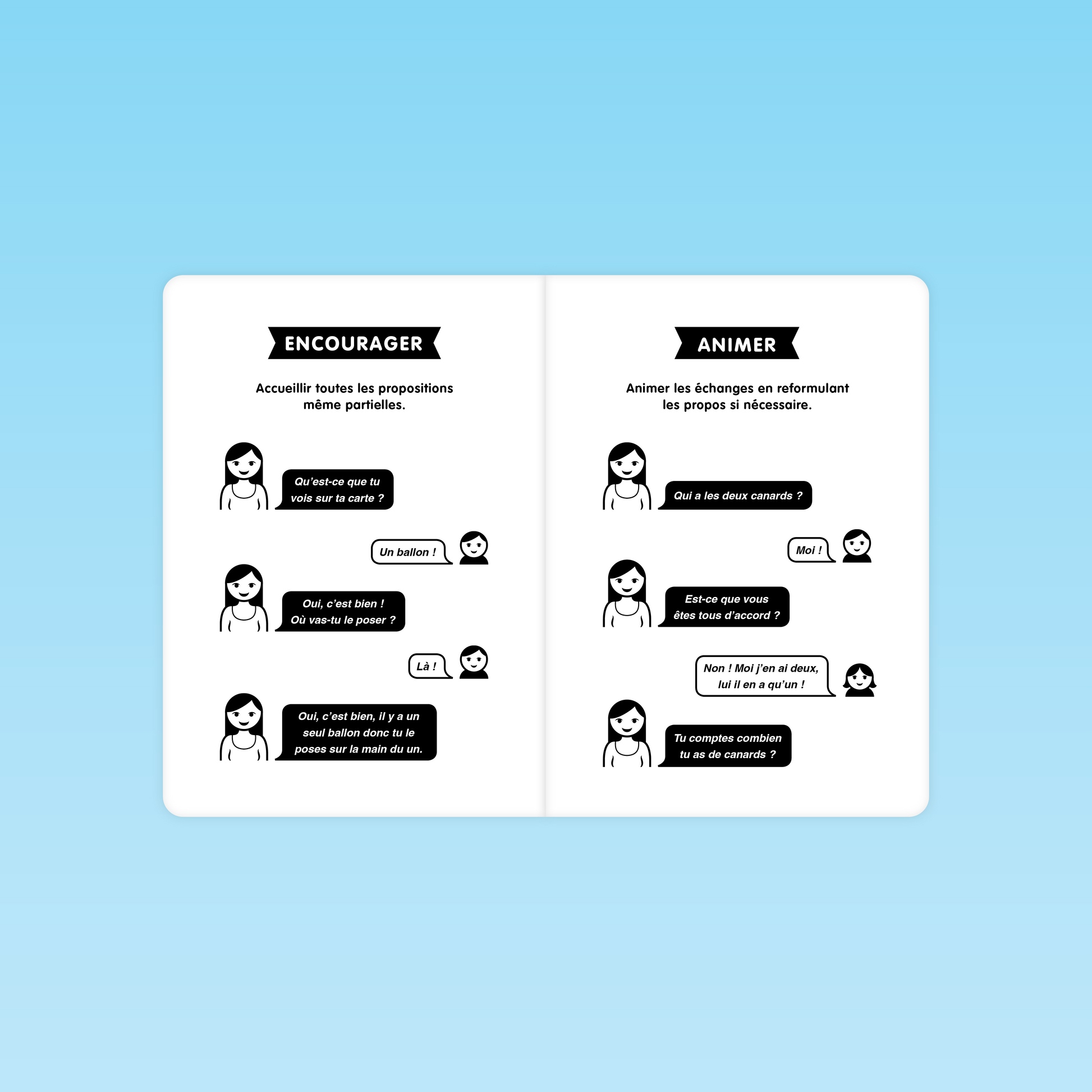 exemples de dialogues entre enseignant et enfants pour encourager et animer les échanges