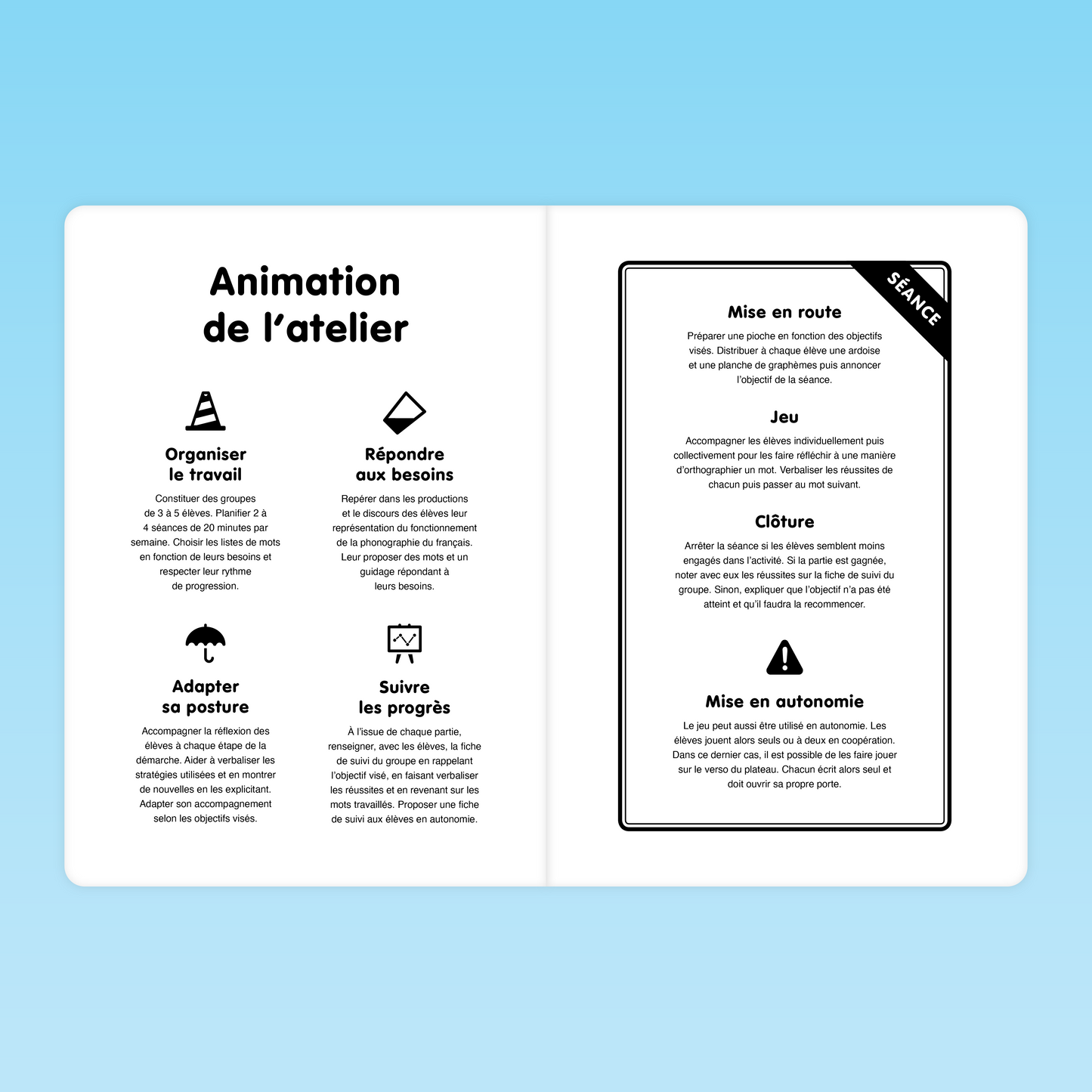 explication de l’animation de l’atelier Ortho‑Logic avec déroulement d’une séance