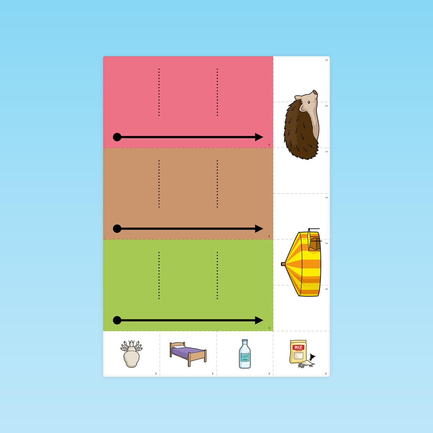 Carte d'activité M3 pour segmenter les syllabes en conscience phonologique à l'école maternelle