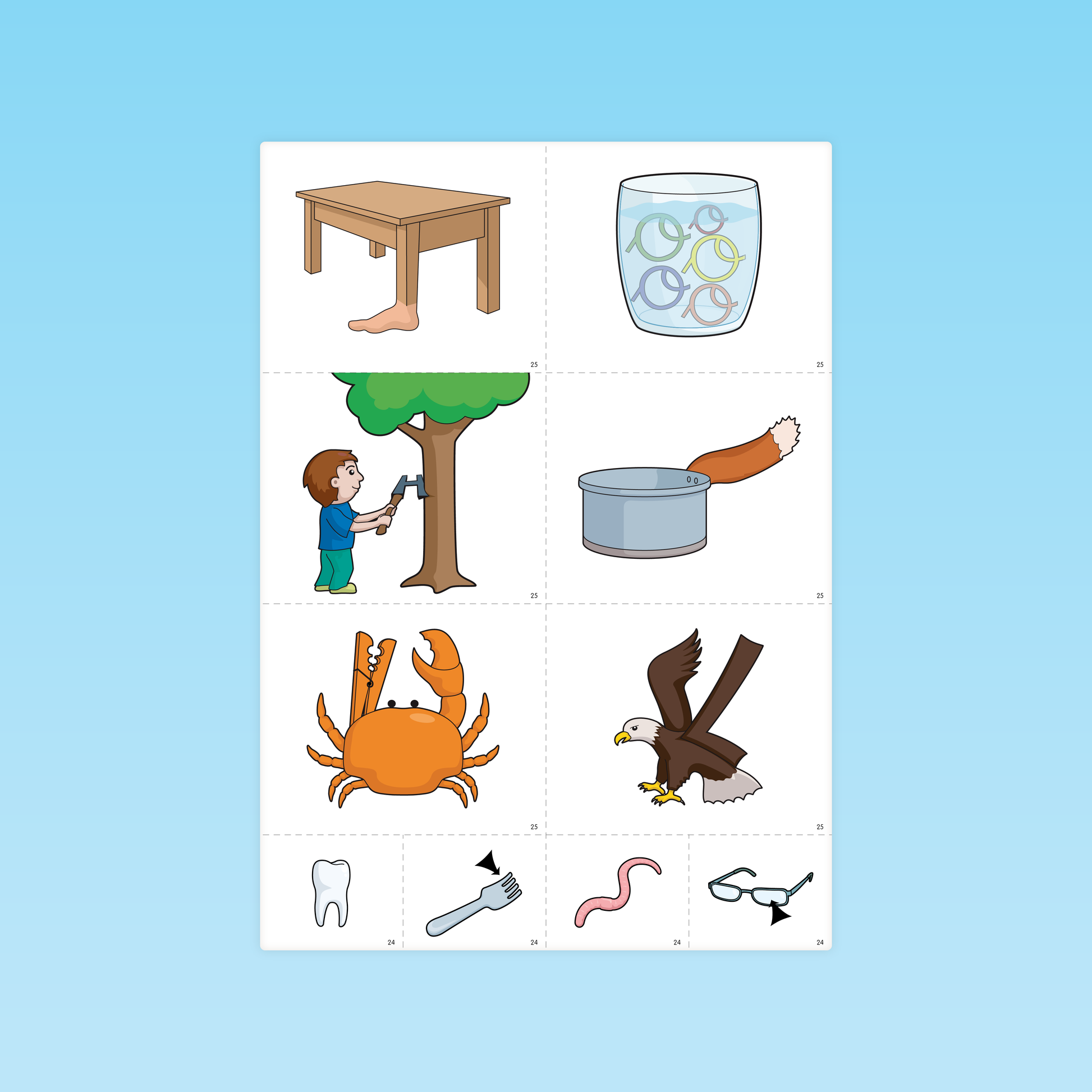 planche de cartes d’actions illustrées pour support langage et vocabulaire GS