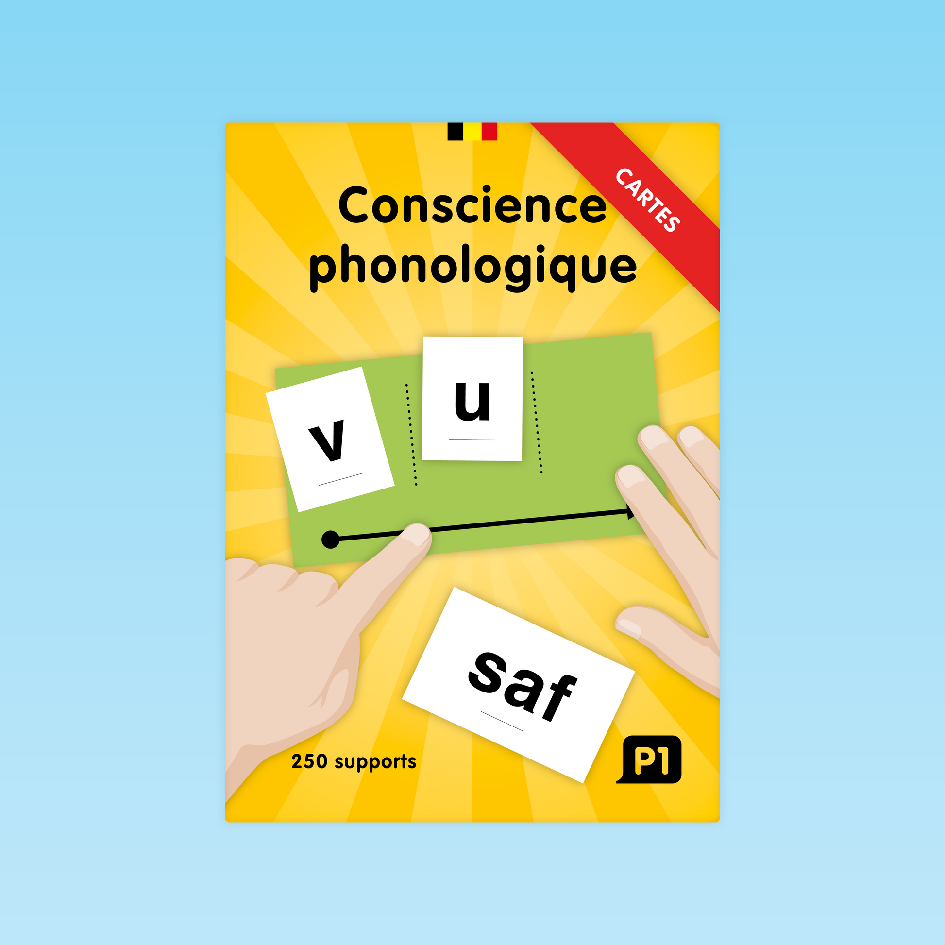 Couverture des cartes Conscience phonologique P1 avec exemples de lettres et syllabes à manipuler