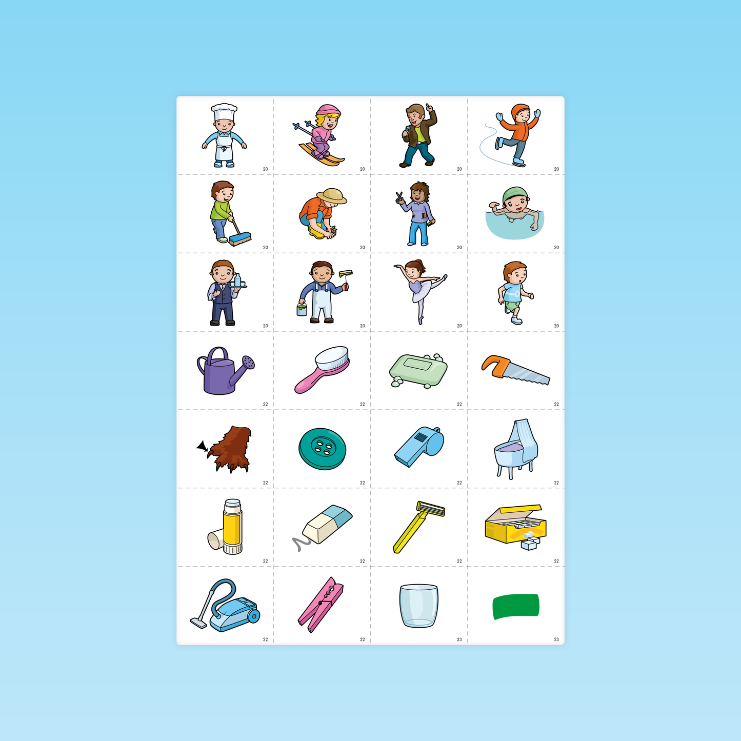 planche de cartes illustrées pour construire des familles de mots en grande section