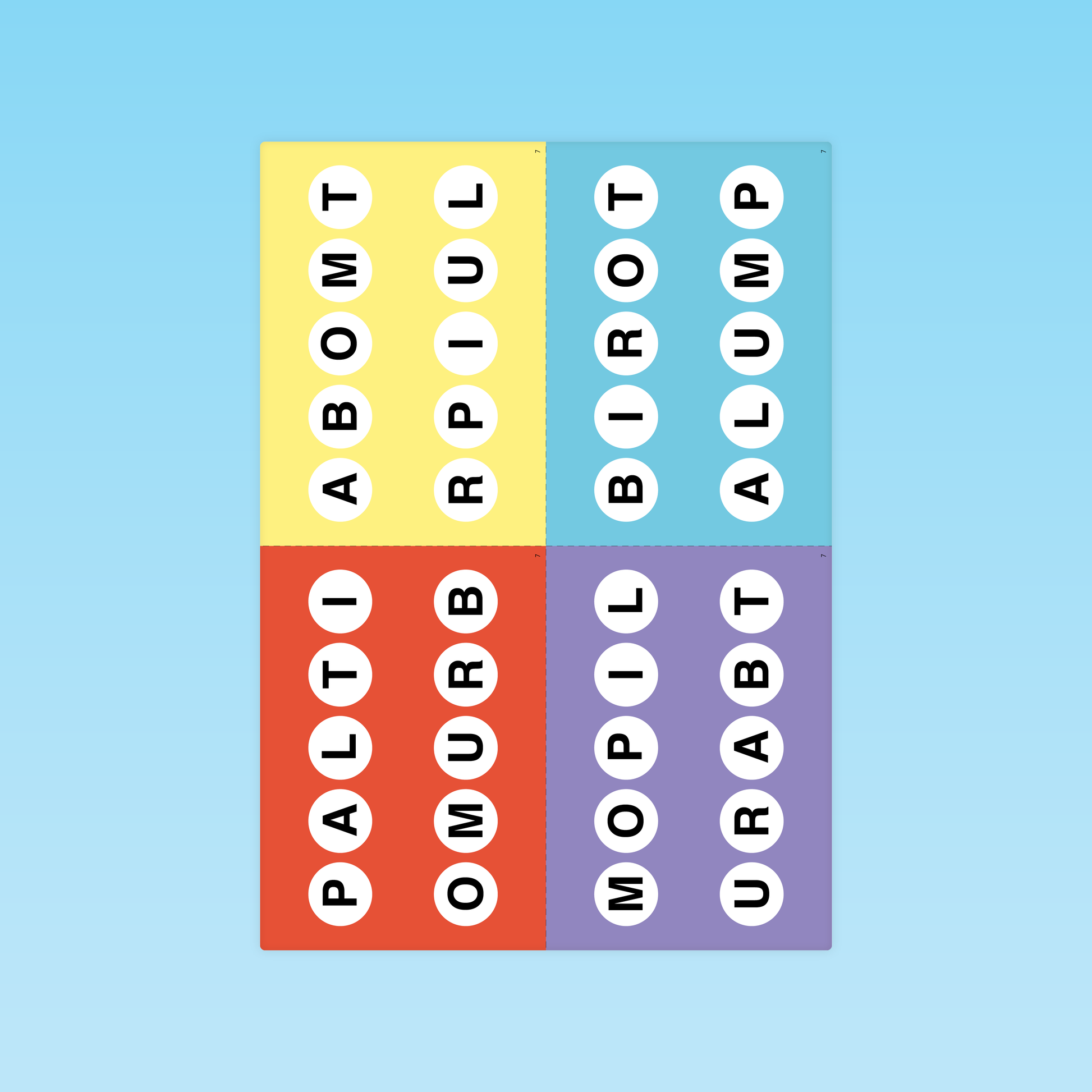 Cartes colorées avec syllabes organisées par mot pour développer la conscience phonologique en maternelle niveau M3