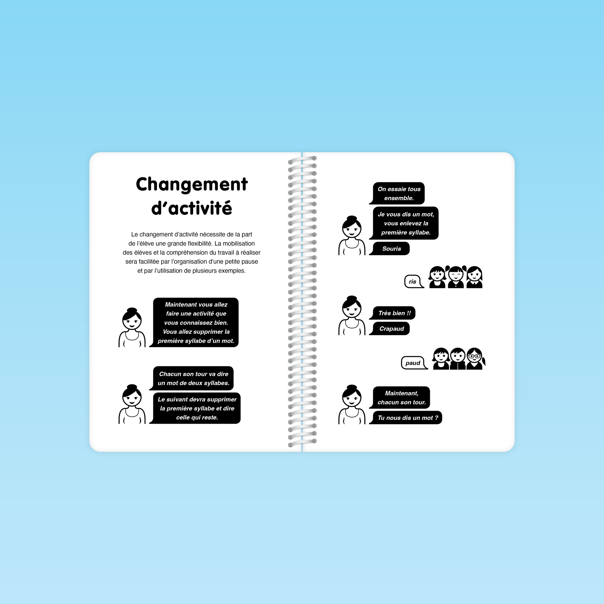 exemple de consignes pour le changement d’activité dans une séance de conscience phonologique au CP