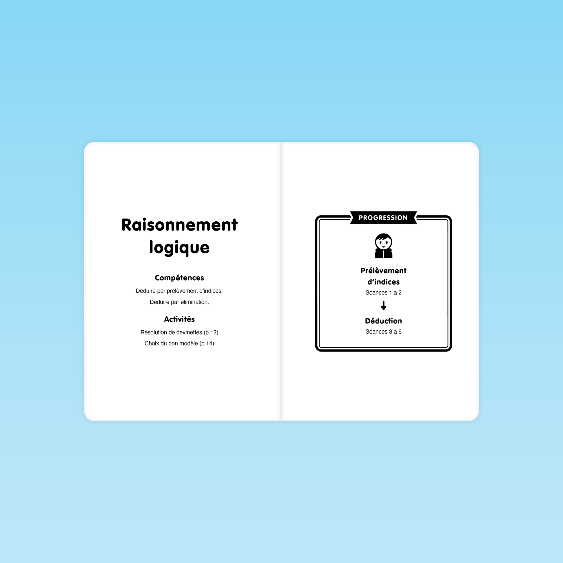 compétences visées et progression pédagogique du guide Raisonnement logique CP