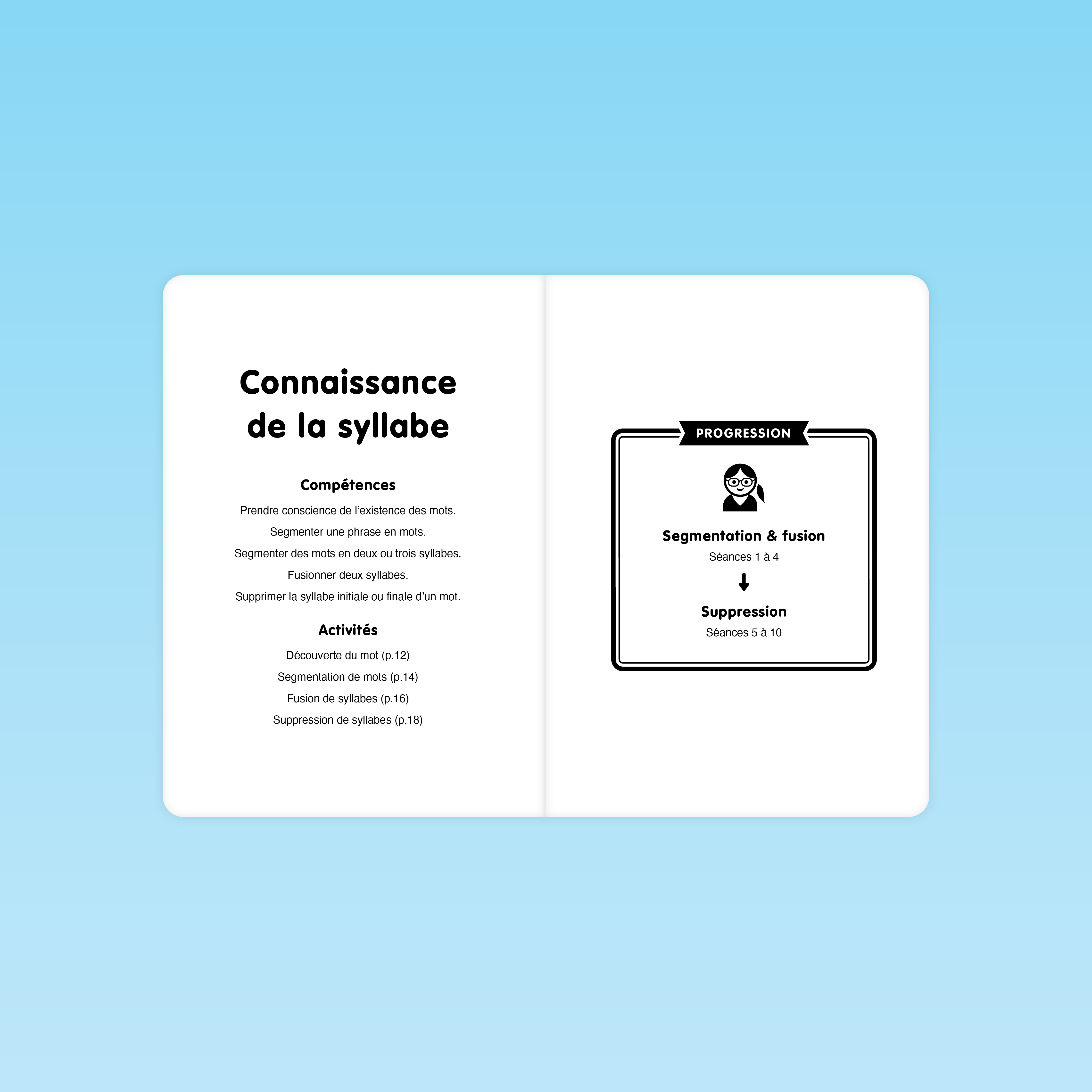 compétences visées et progression des séances connaissance de la syllabe M3 éditions Cigale avec segmentation fusion et suppression