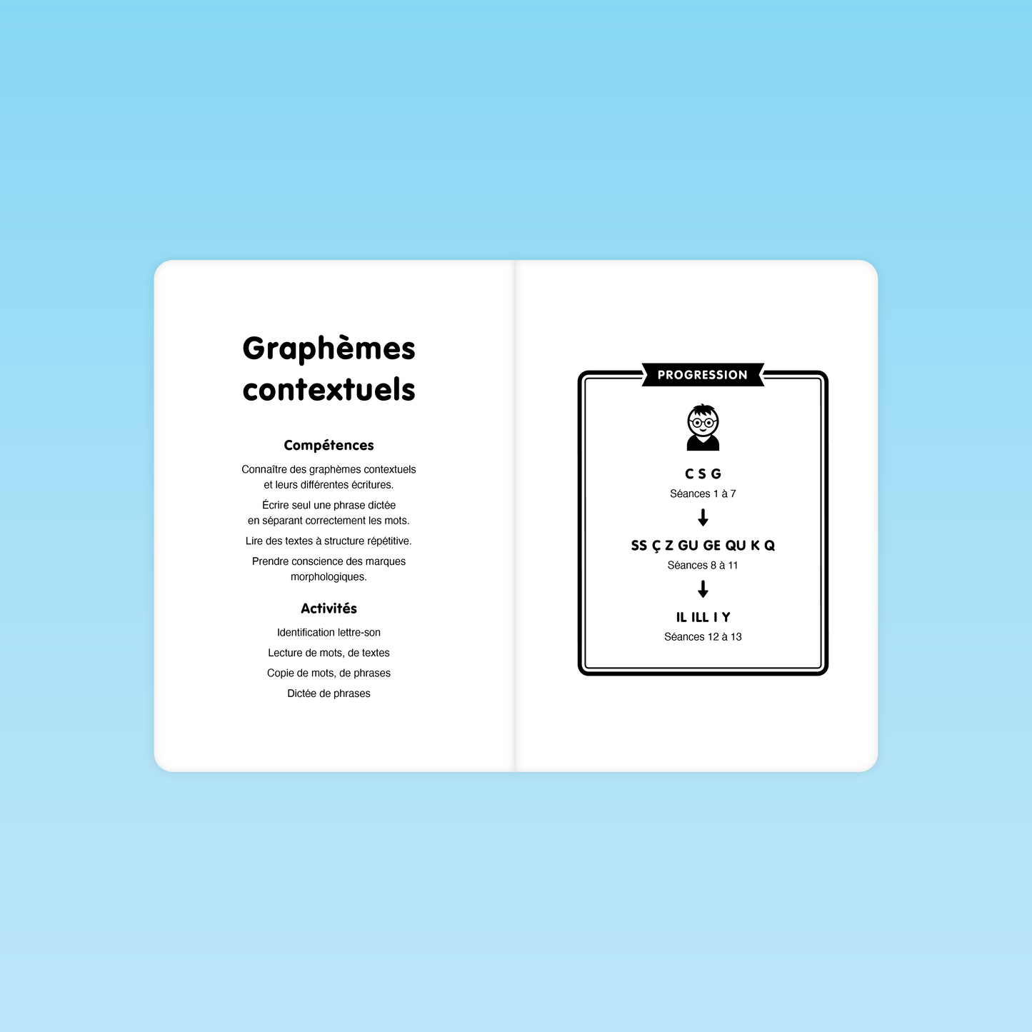 progression des séances et compétences visées pour automatiser les graphèmes contextuels en CP et CE1