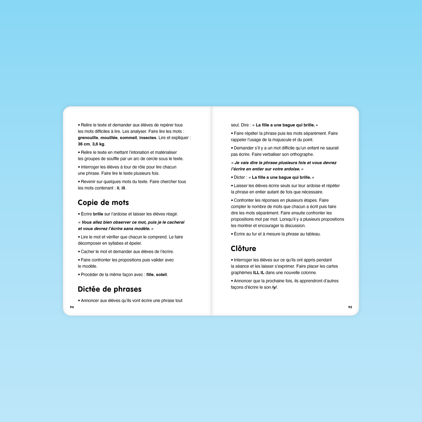 activités de copie, dictée et clôture pour consolider les graphèmes ILL et IL en CP et CE1