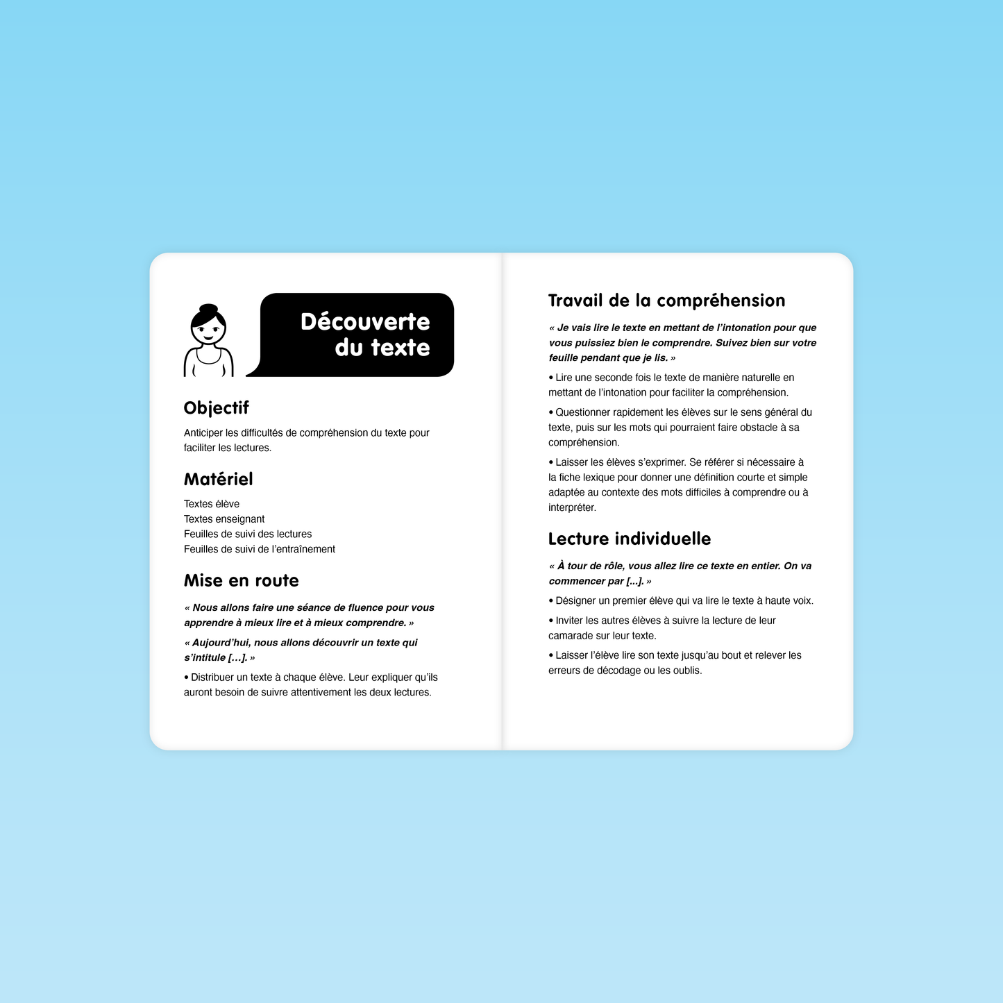 fiche découverte du texte pour fluence CM 6e 5e avec consignes de compréhension et lecture individuelle