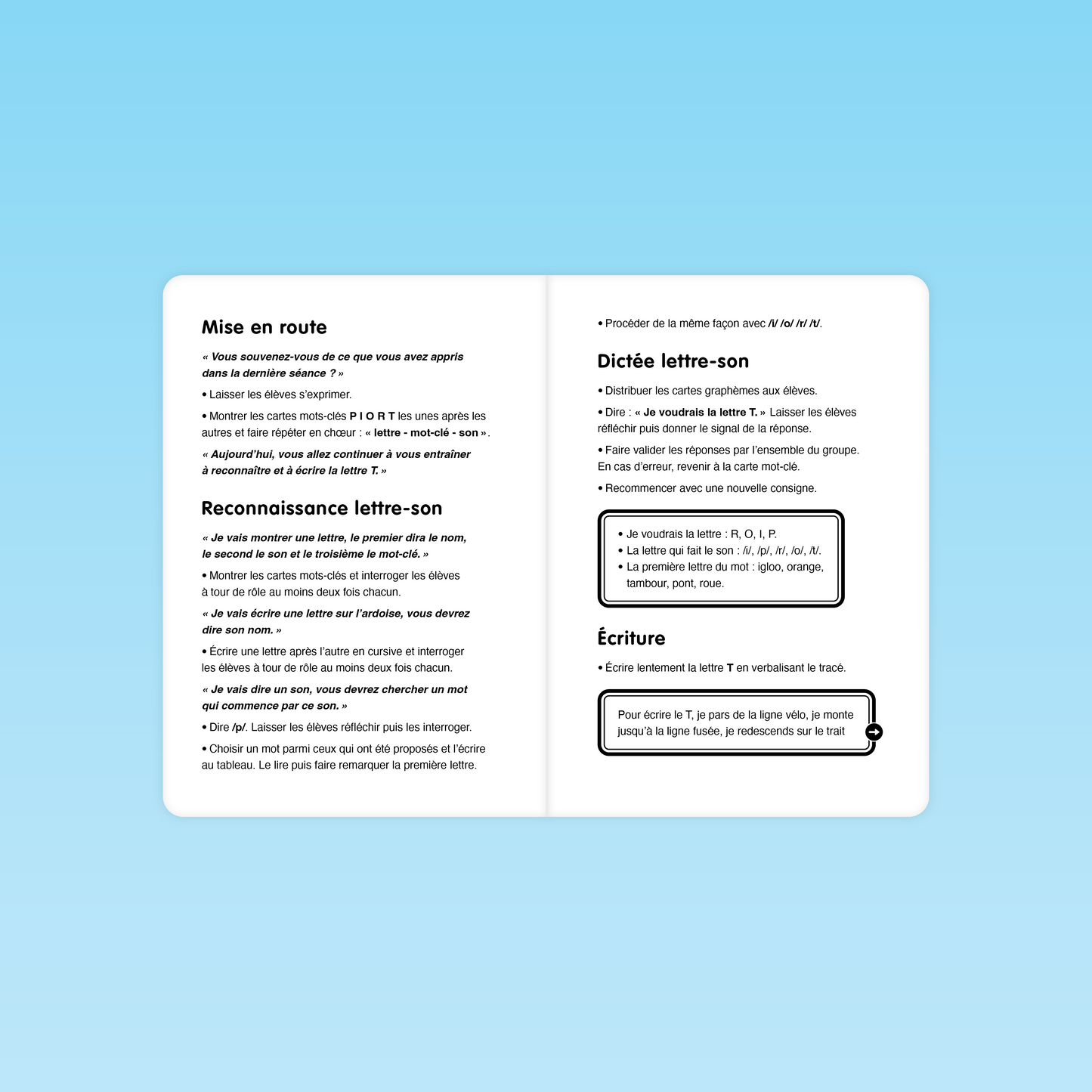 consignes mise en route séance découverte des lettres GS : reconnaissance de la lettre T avec cartes mots-clés et dictée